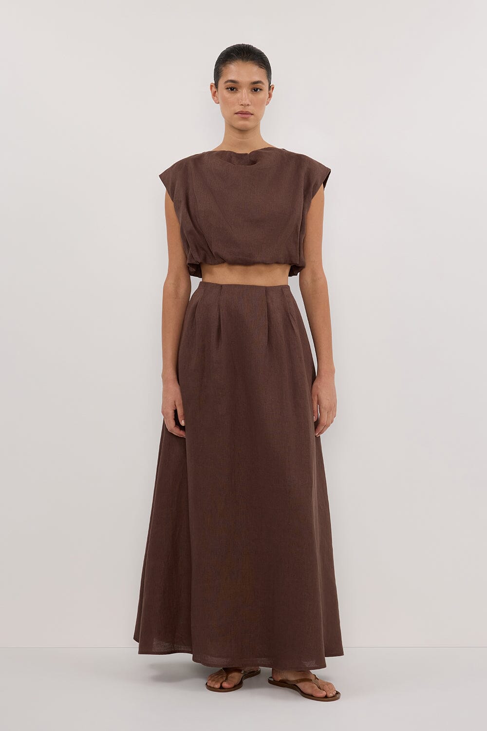 AMY CHOC LINEN BUBBLE TOP Clothing DISSH Boutiques 