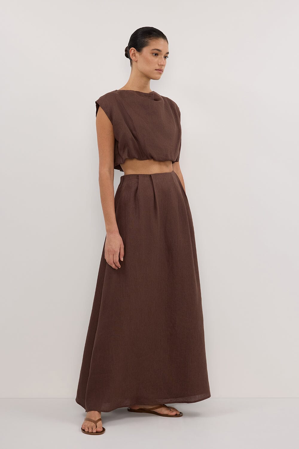 AMY CHOC LINEN BUBBLE TOP Clothing DISSH Boutiques 