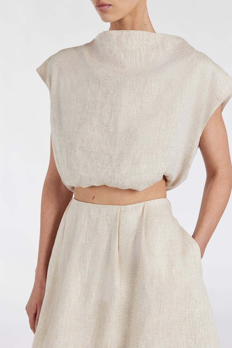 AMY NATURAL LINEN BUBBLE TOP - PRE ORDER Clothing DISSH Boutiques 