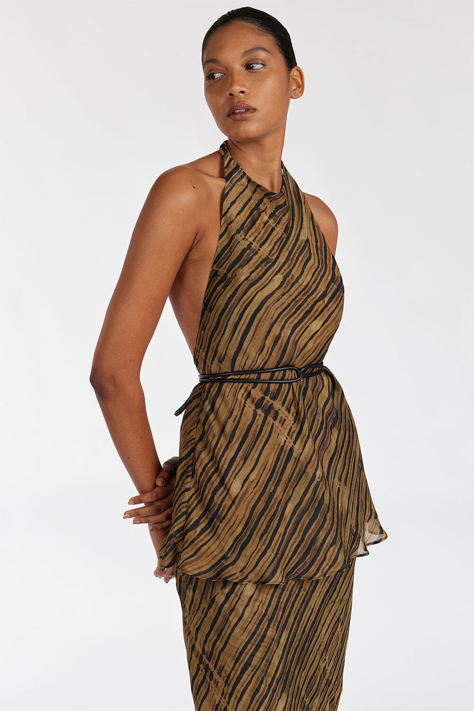 FLEUR PRINTED VISCOSE HALTER TOP Clothing DISSH Boutiques 
