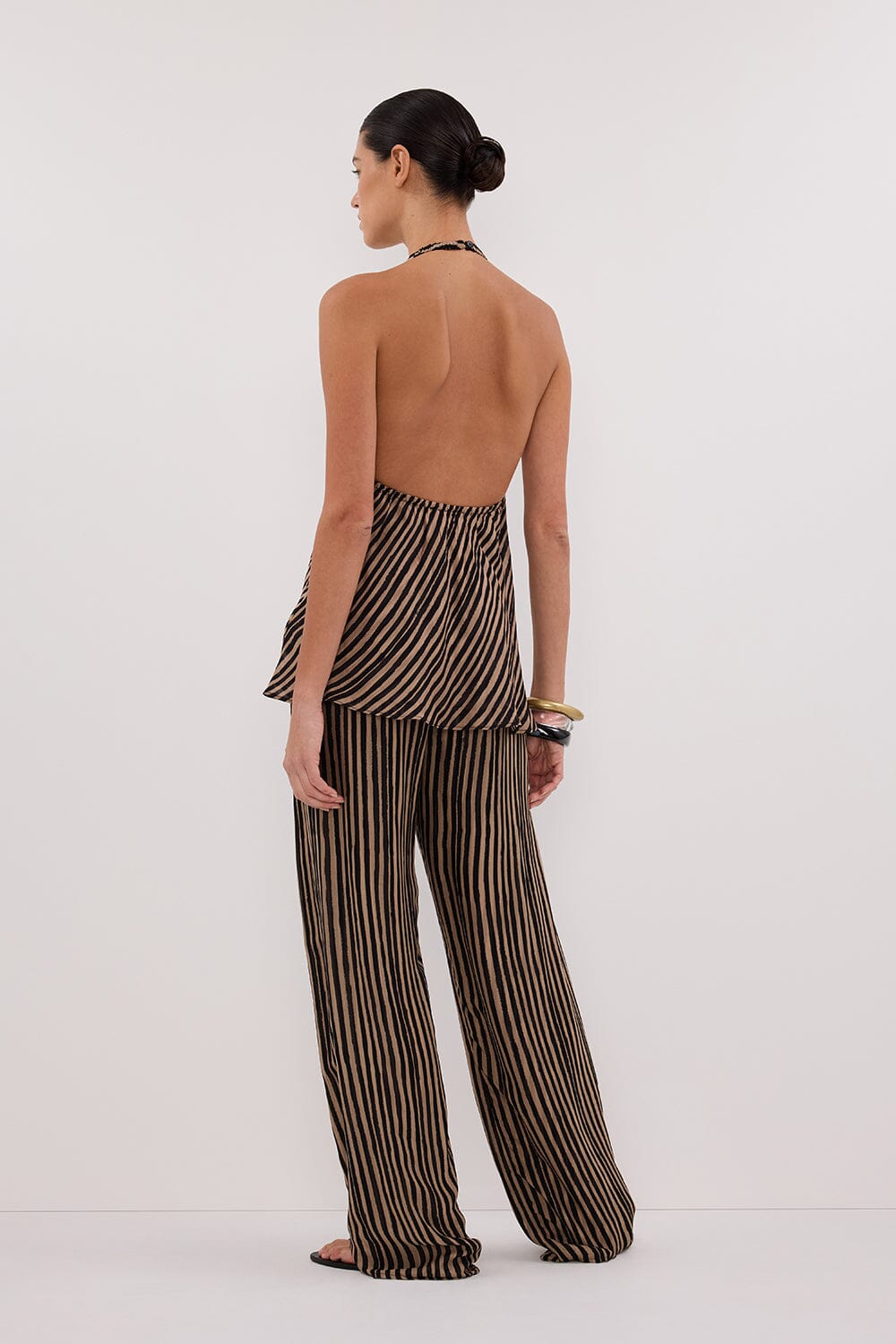 CHARLI TAN STRIPE GGT HALTER TOP Clothing DISSH Boutiques 