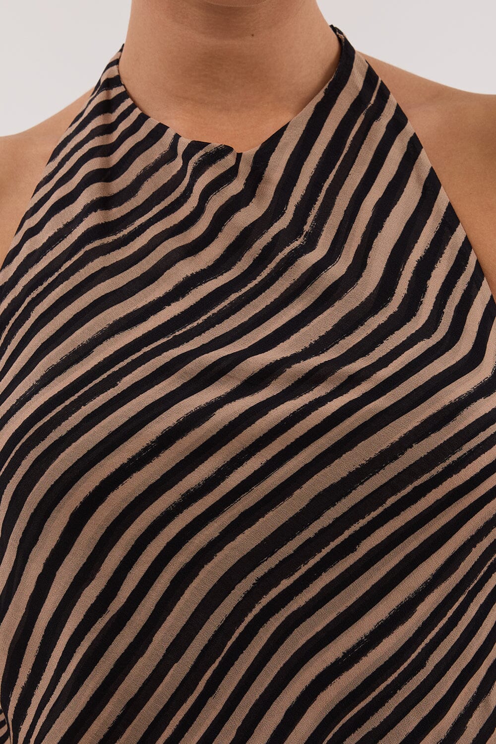 CHARLI TAN STRIPE GGT HALTER TOP Clothing DISSH Boutiques 