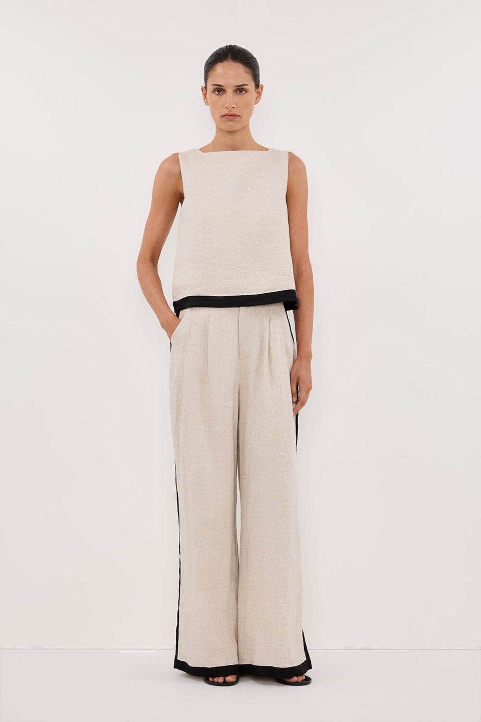 EBONY NATURAL LINEN TOP Clothing DISSH Boutiques 6 NATURAL 