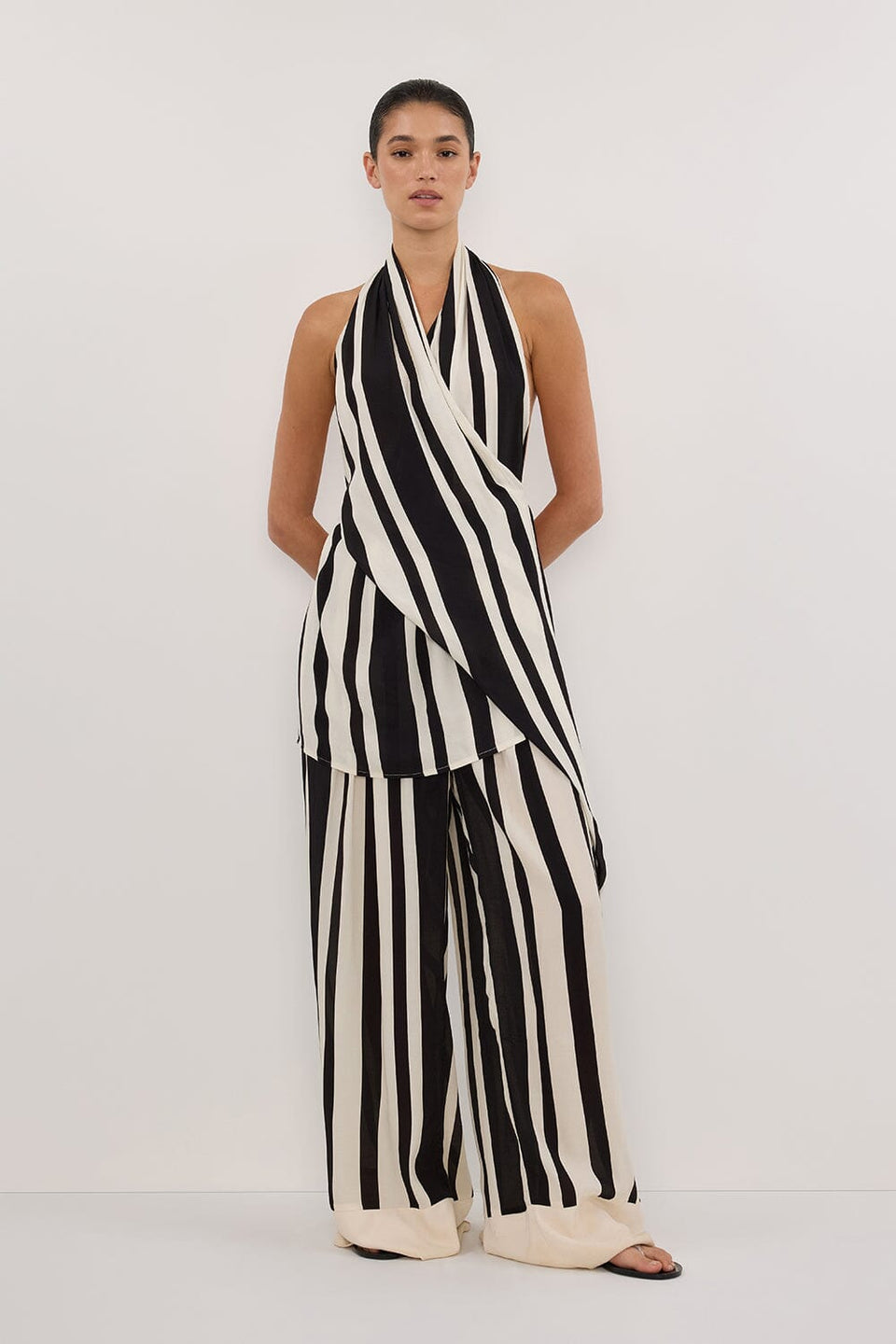 BEAU BLACK STRIPE HALTER TOP - PRE ORDER Clothing DISSH Boutiques 
