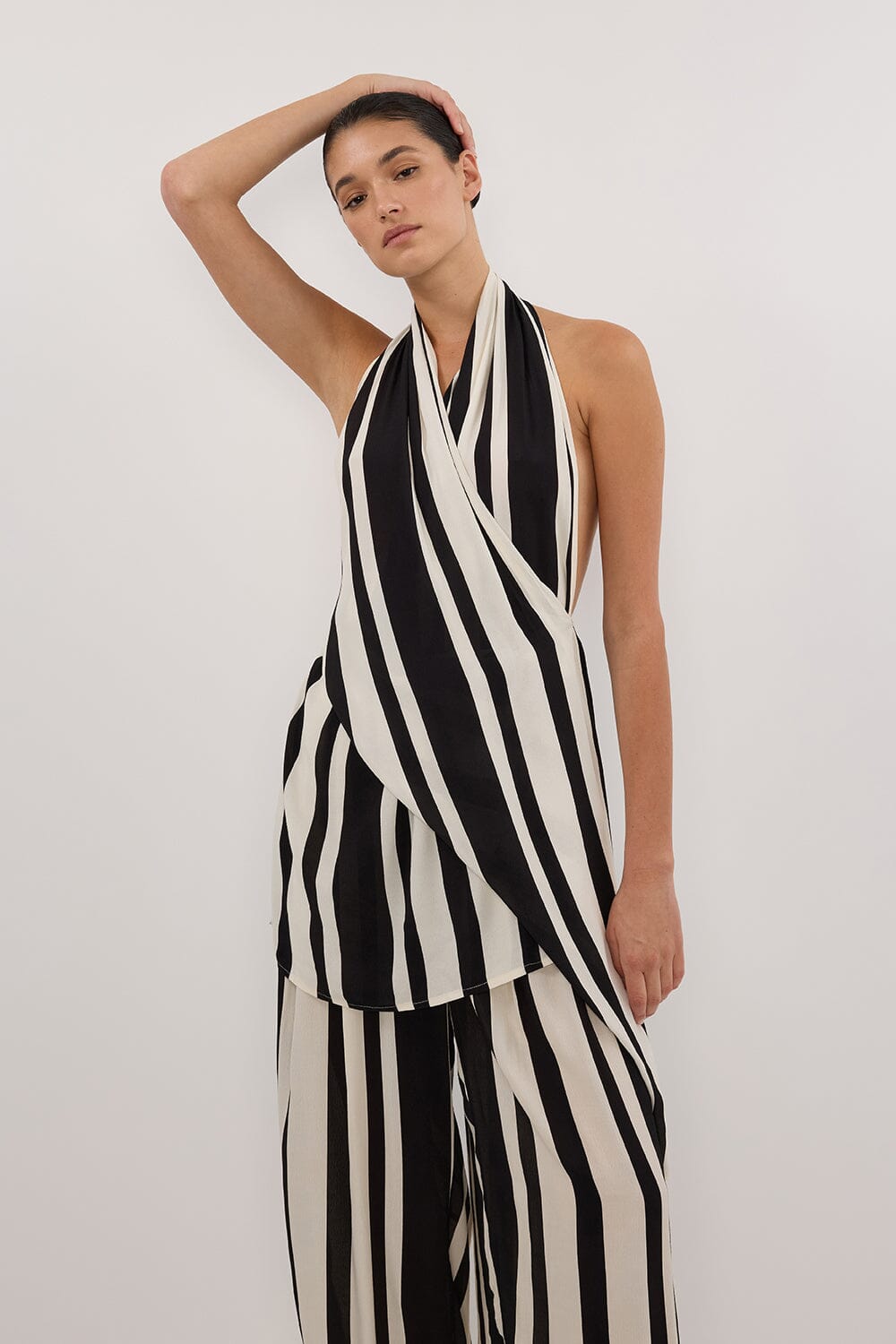 BEAU BLACK STRIPE HALTER TOP - PRE ORDER Clothing DISSH Boutiques 