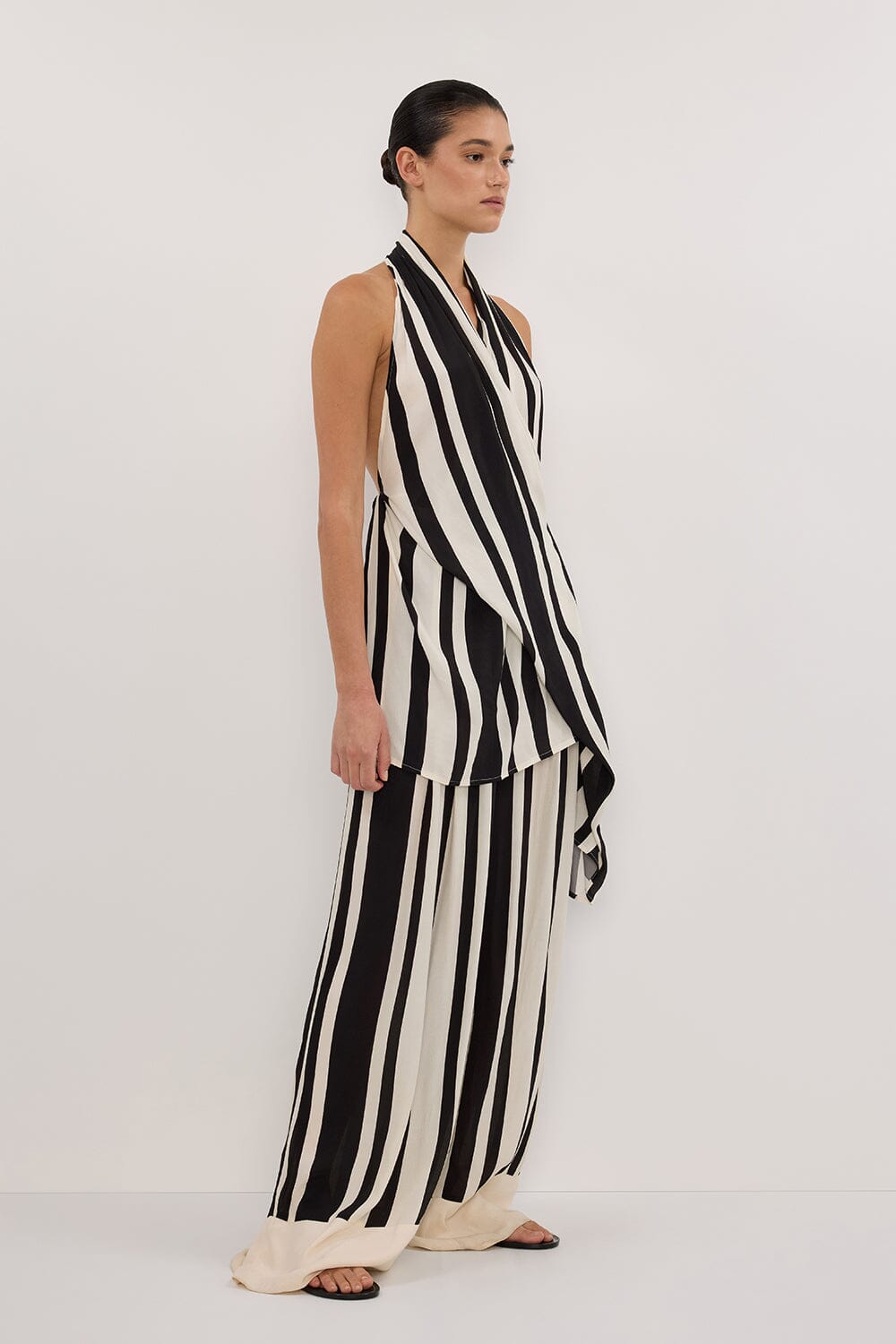 BEAU BLACK STRIPE HALTER TOP - PRE ORDER Clothing DISSH Boutiques 
