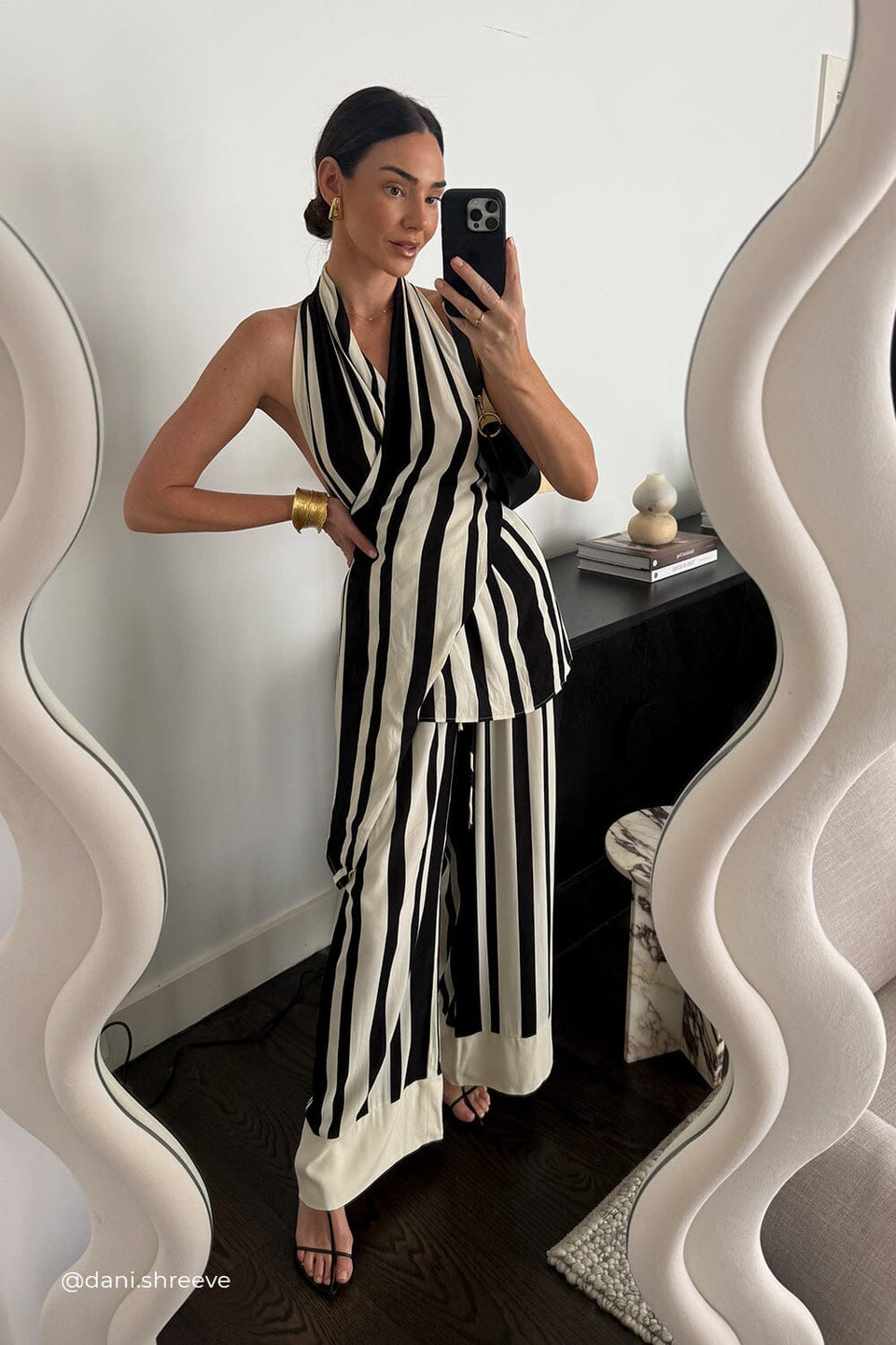 BEAU BLACK STRIPE HALTER TOP Clothing DISSH Boutiques 
