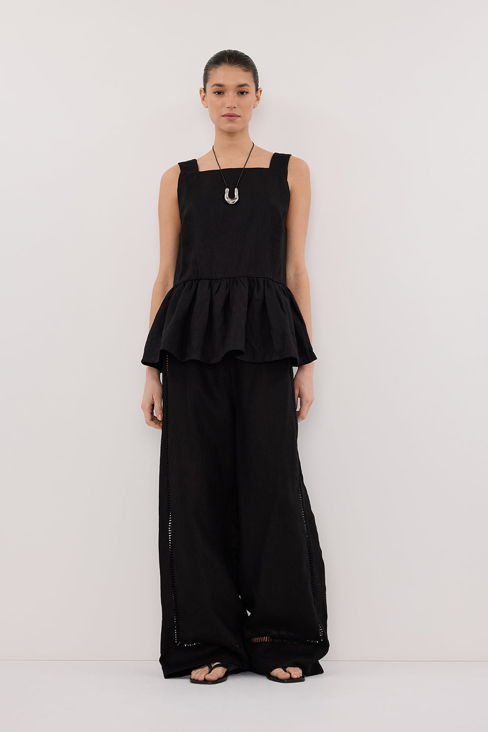 DAISY BLACK PEPLUM TOP Clothing DISSH Boutiques 