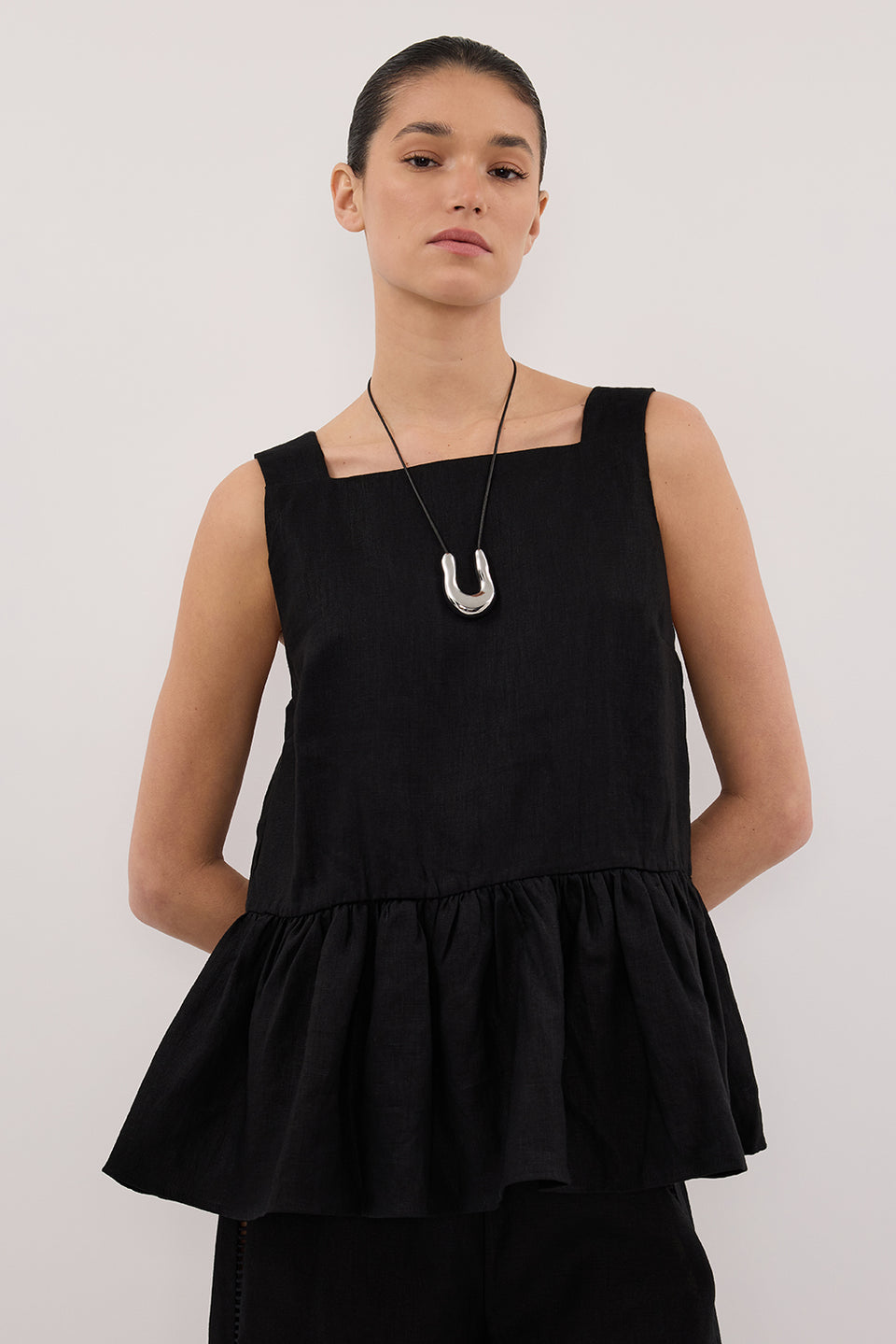DAISY BLACK PEPLUM TOP Clothing DISSH Boutiques 6 BLACK 