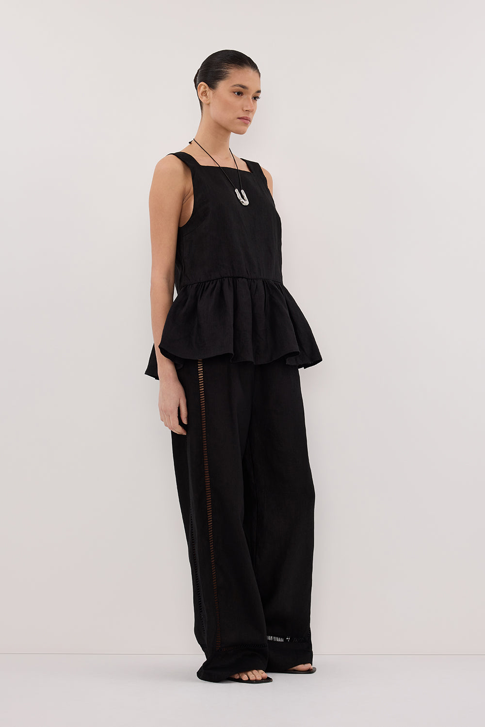 DAISY BLACK PEPLUM TOP Clothing DISSH Boutiques 