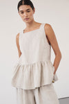 DAISY NATURAL LINEN PEPLUM TOP