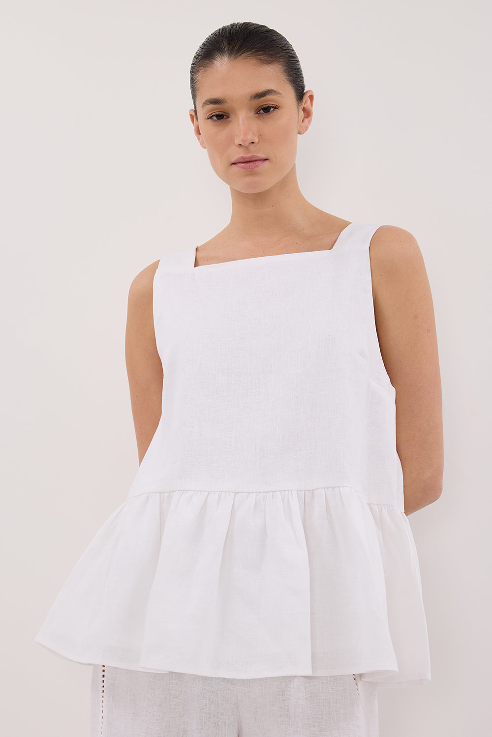DAISY WHITE PEPLUM TOP Clothing DISSH Boutiques 