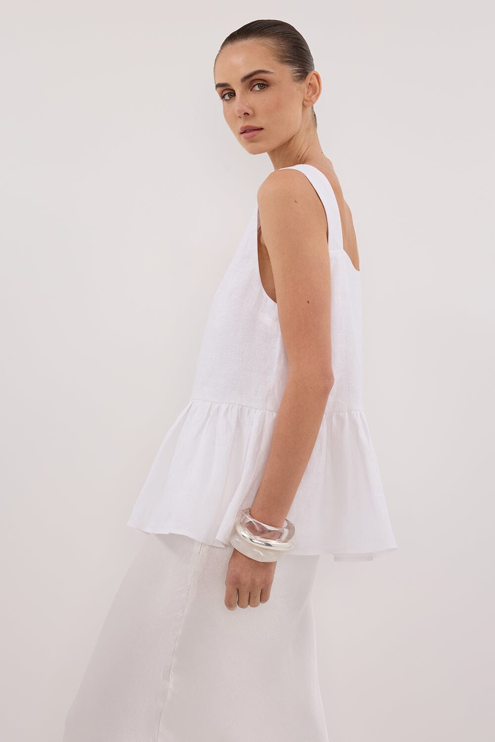 DAISY WHITE PEPLUM TOP Clothing DISSH Boutiques 