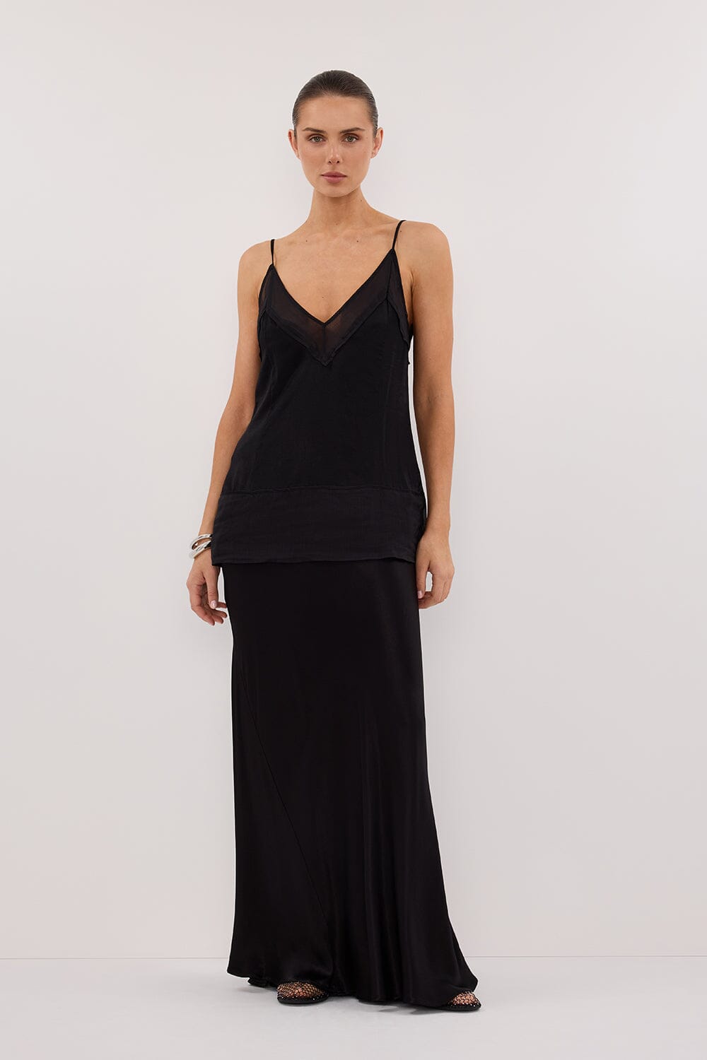JUDE BLACK SATIN RAMIE CAMI TOP Clothing DISSH Boutiques 