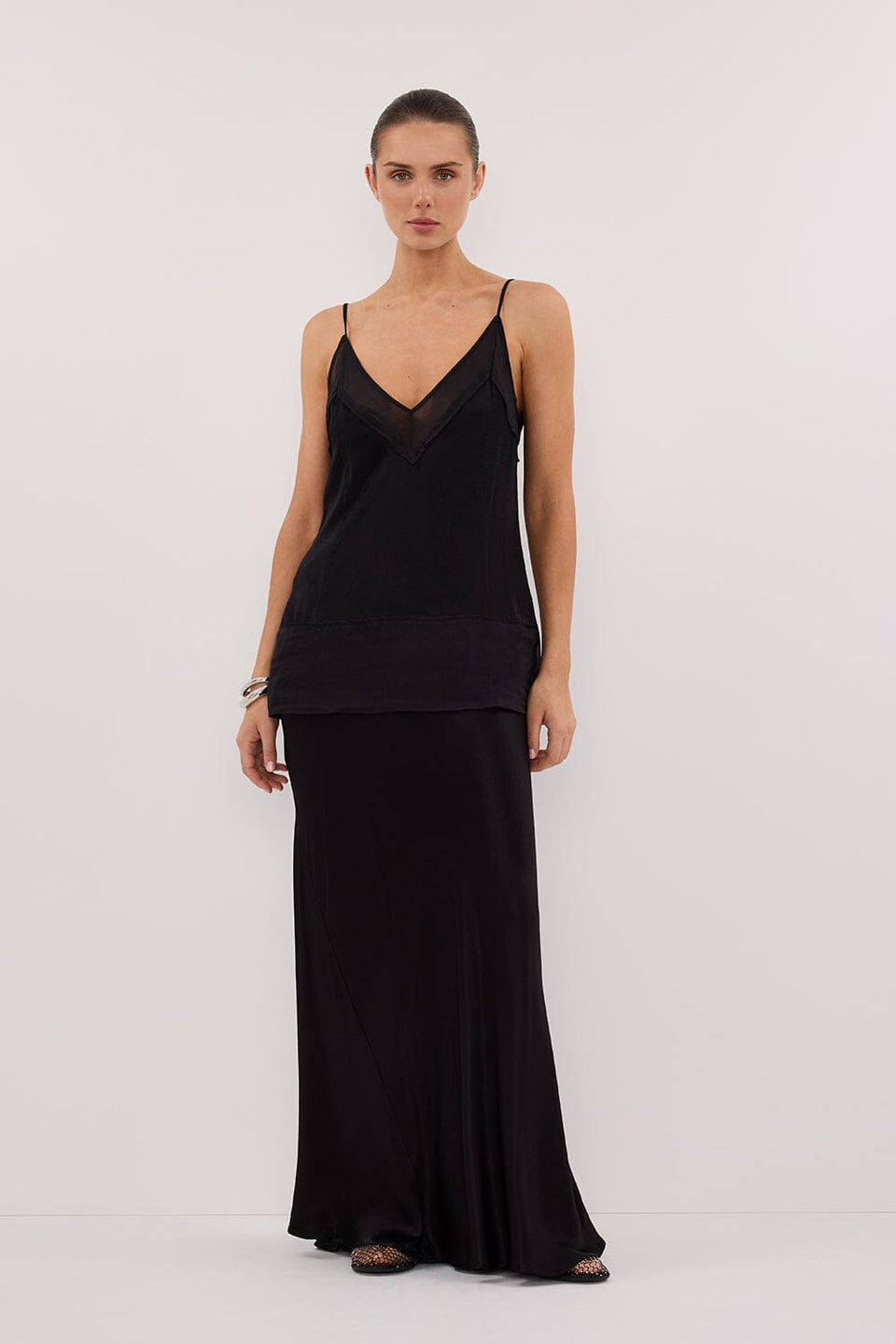 JUDE BLACK SATIN RAMIE CAMI TOP Clothing DISSH Boutiques 