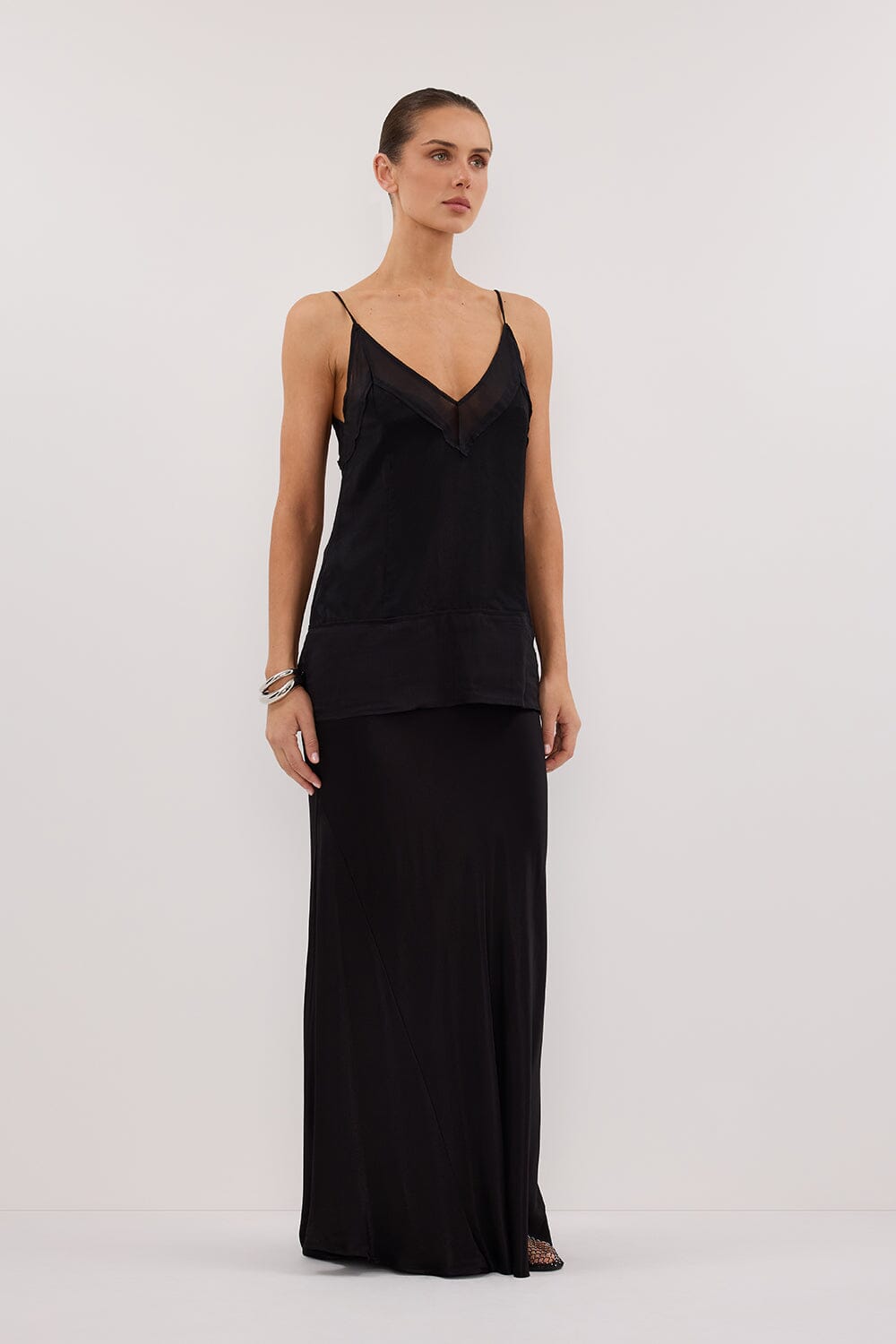JUDE BLACK SATIN RAMIE CAMI TOP Clothing DISSH Boutiques 