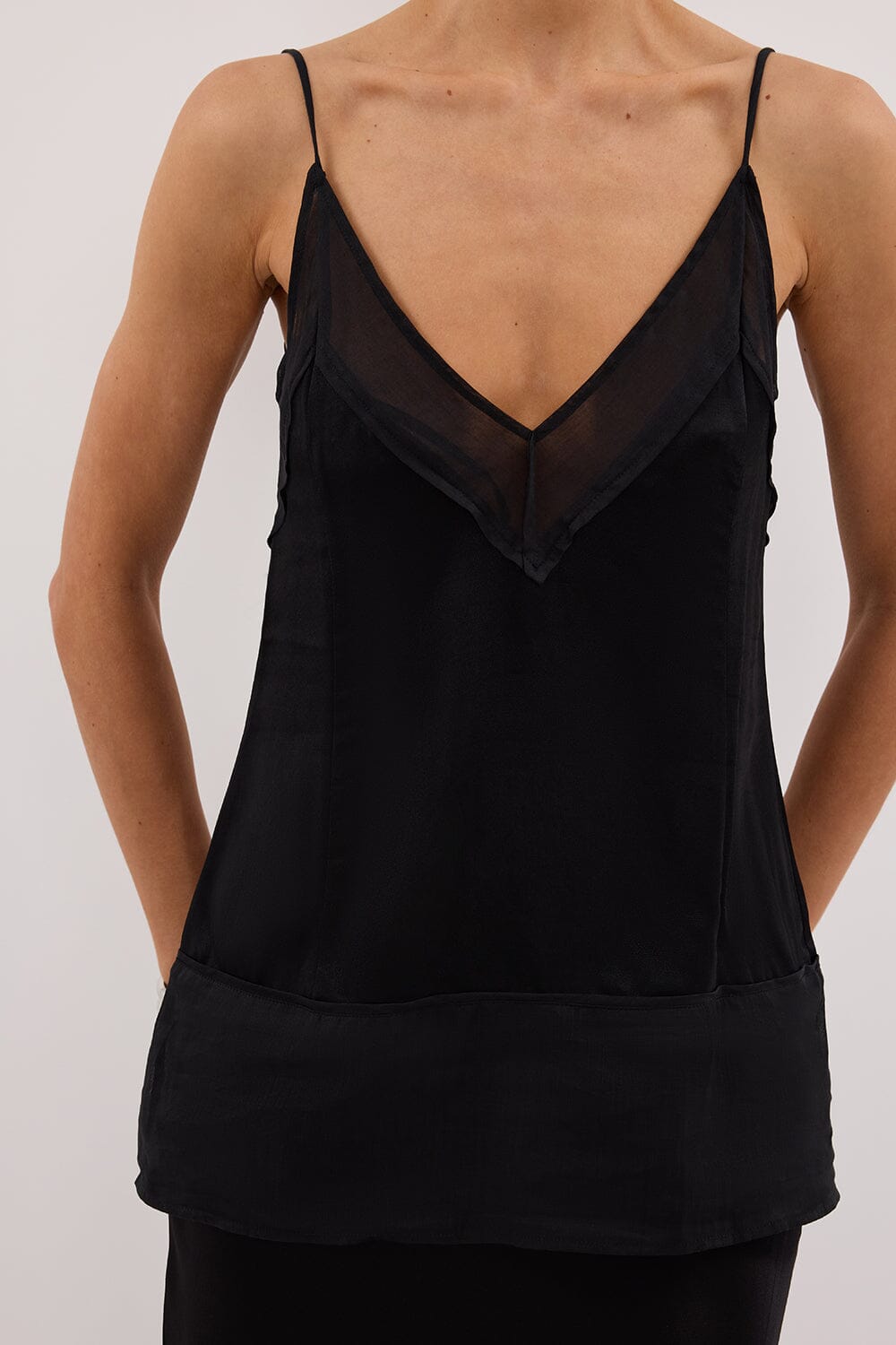 JUDE BLACK SATIN RAMIE CAMI TOP Clothing DISSH Boutiques 