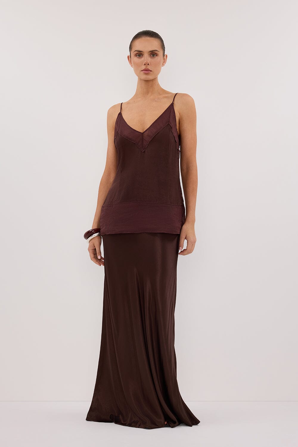 JUDE CHOC SATIN RAMIE CAMI TOP - PRE ORDER Clothing DISSH Boutiques 