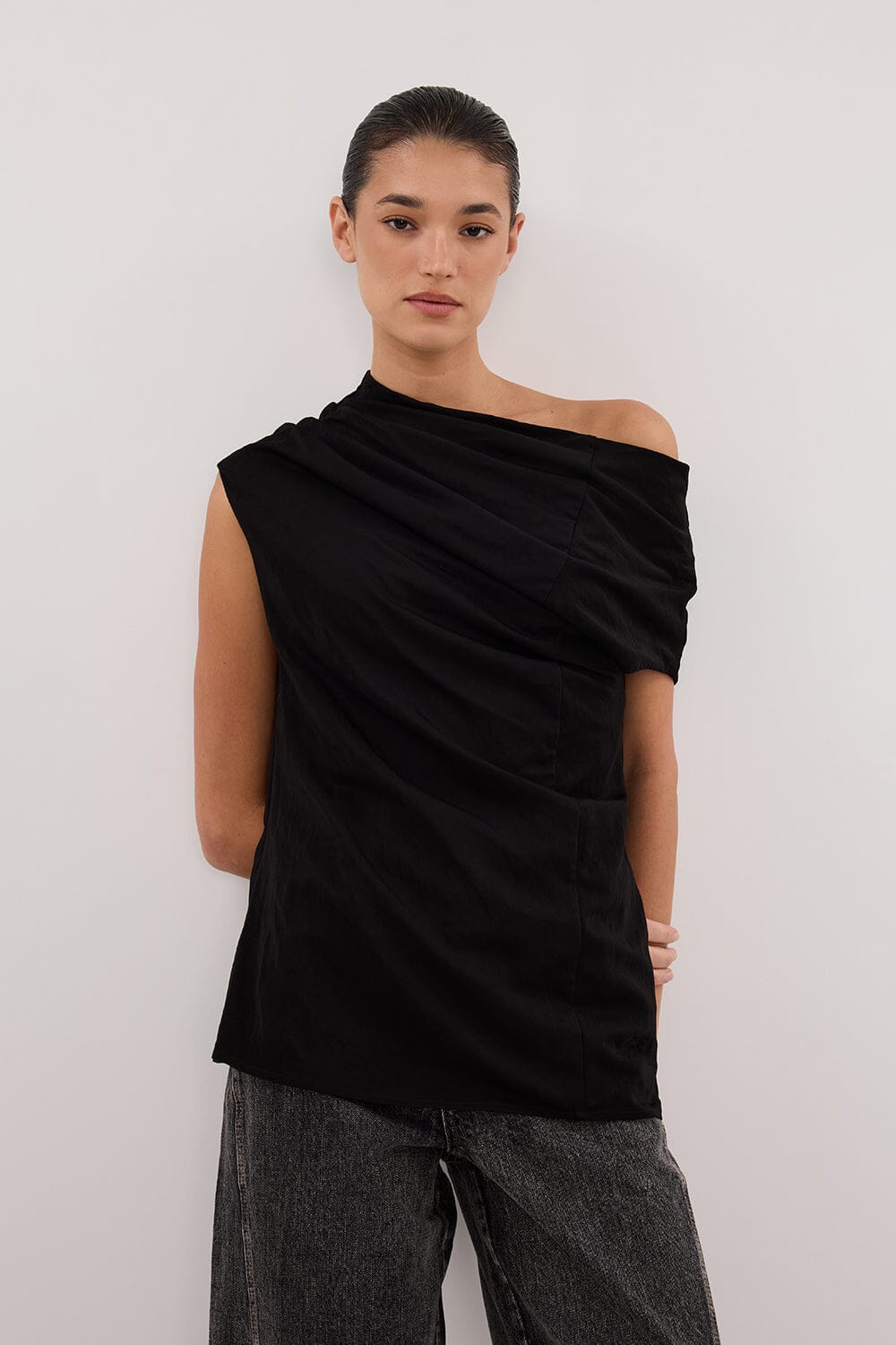 ANDY BLACK ASYM DRAPED TOP Clothing DISSH Boutiques 