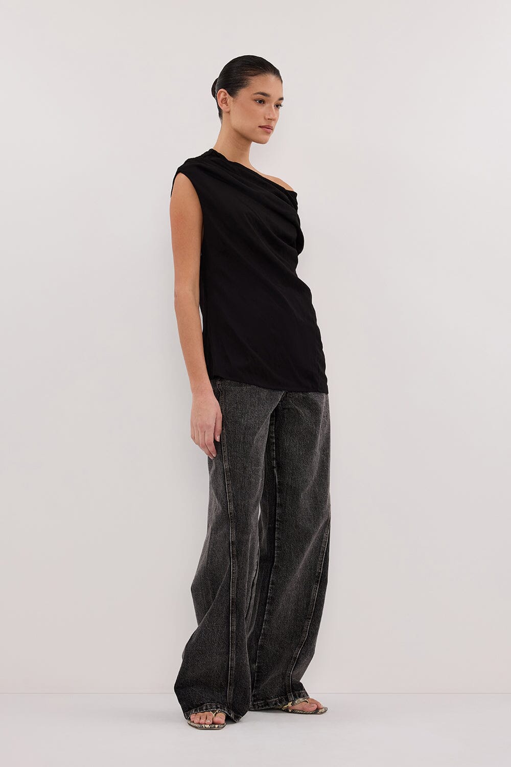 ANDY BLACK ASYM DRAPED TOP Clothing DISSH Boutiques 