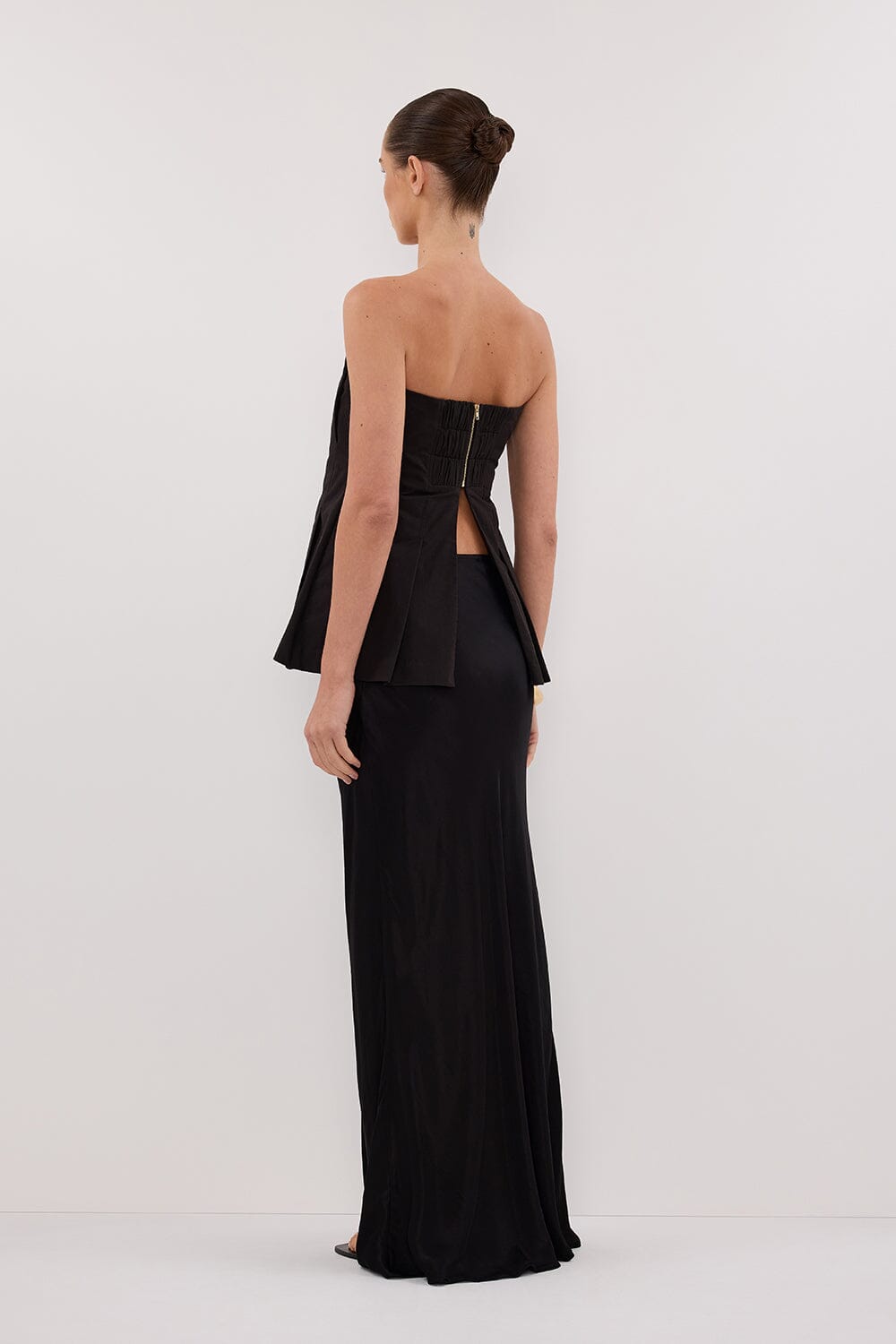 LILLY BLACK PLEATED STRAPLESS TOP Clothing DISSH Boutiques 