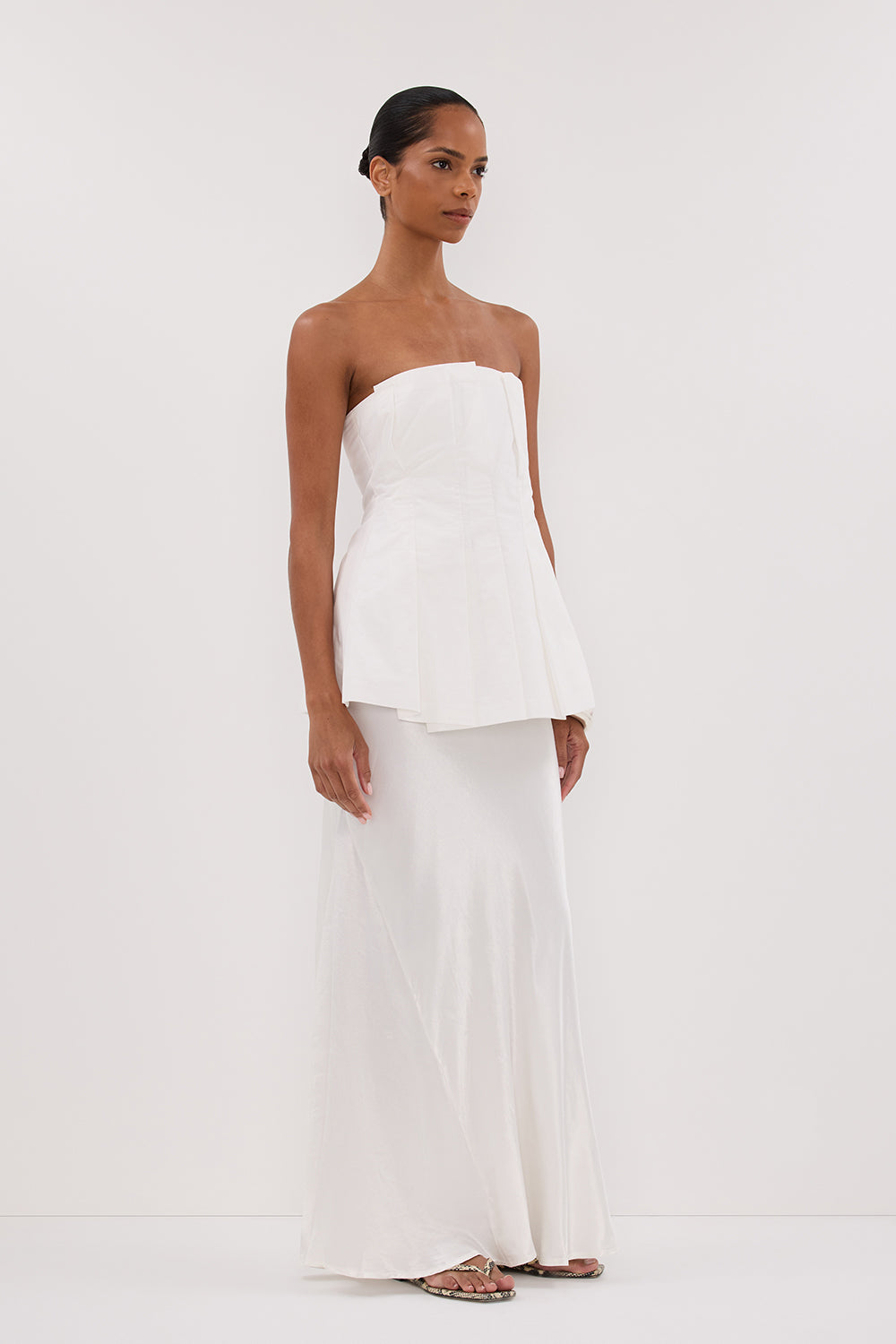 LILLY WHITE PLEATED STRAPLESS TOP Clothing DISSH Boutiques 