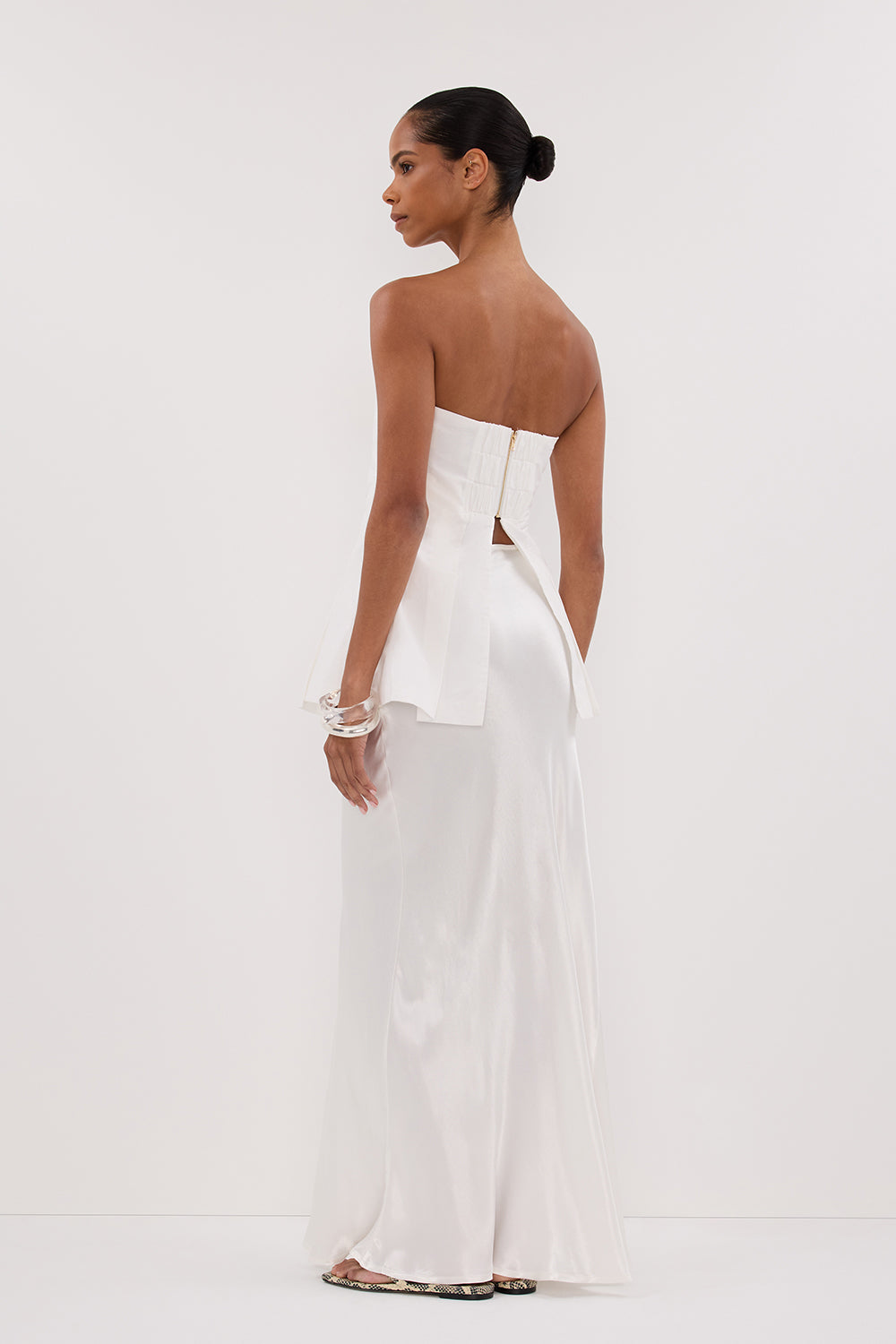 LILLY WHITE PLEATED STRAPLESS TOP Clothing DISSH Boutiques 