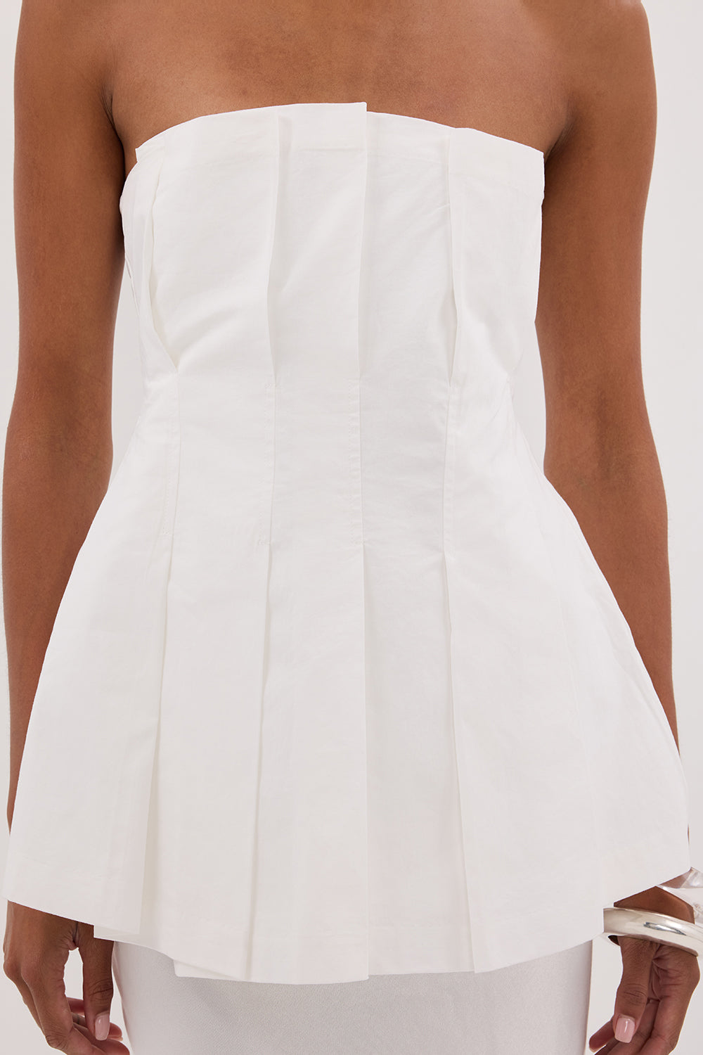LILLY WHITE PLEATED STRAPLESS TOP Clothing DISSH Boutiques 