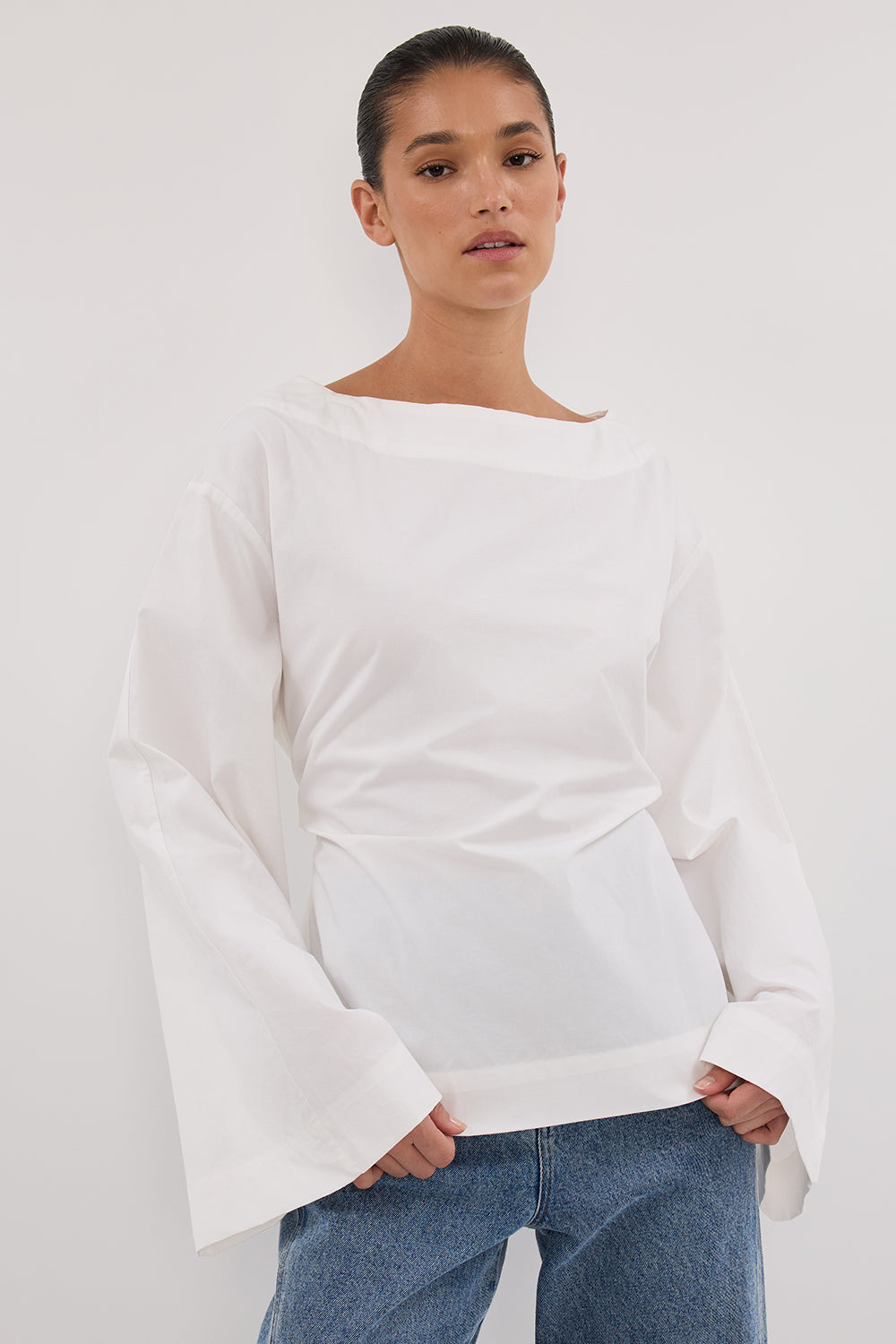 IVY WHITE LONG SLEEVE TOP Clothing DISSH Boutiques 6 WHITE 