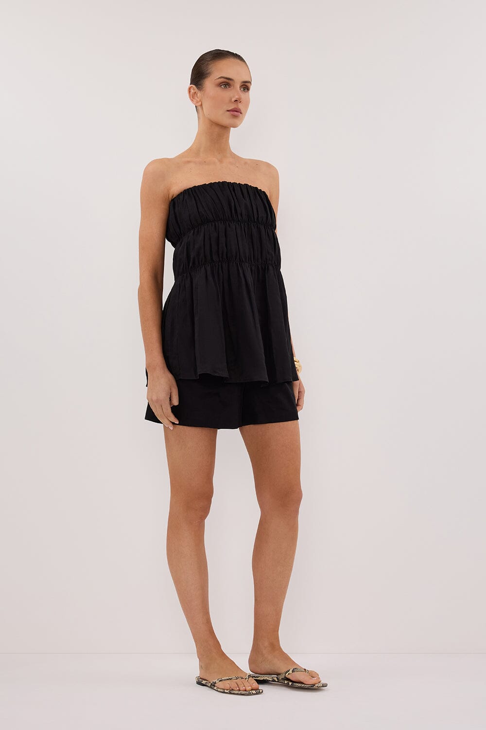 ARTIE BLACK RAMIE STRAPLESS TOP Clothing DISSH Boutiques 
