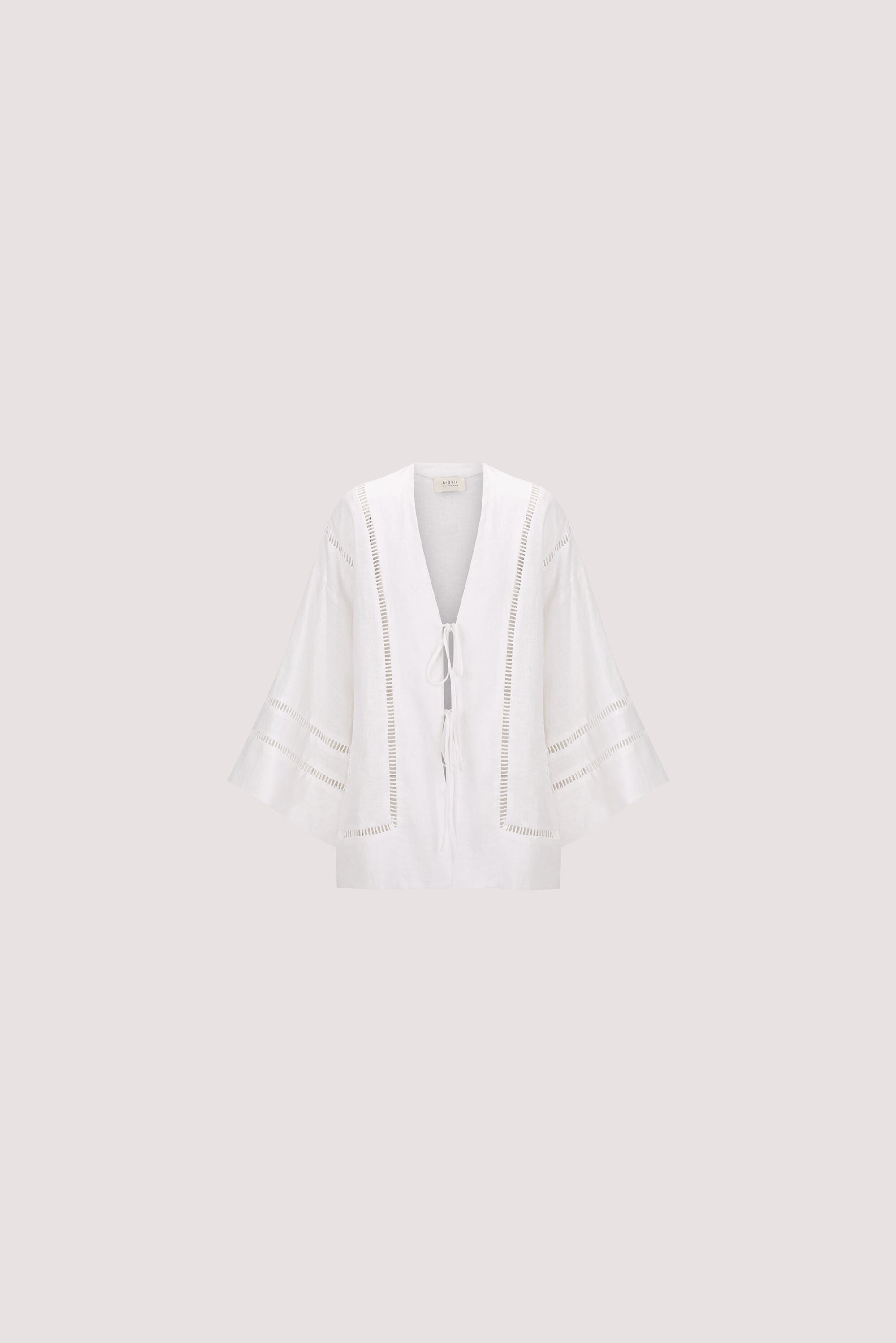 LINDSAY WHITE LINEN KIMONO TOP
