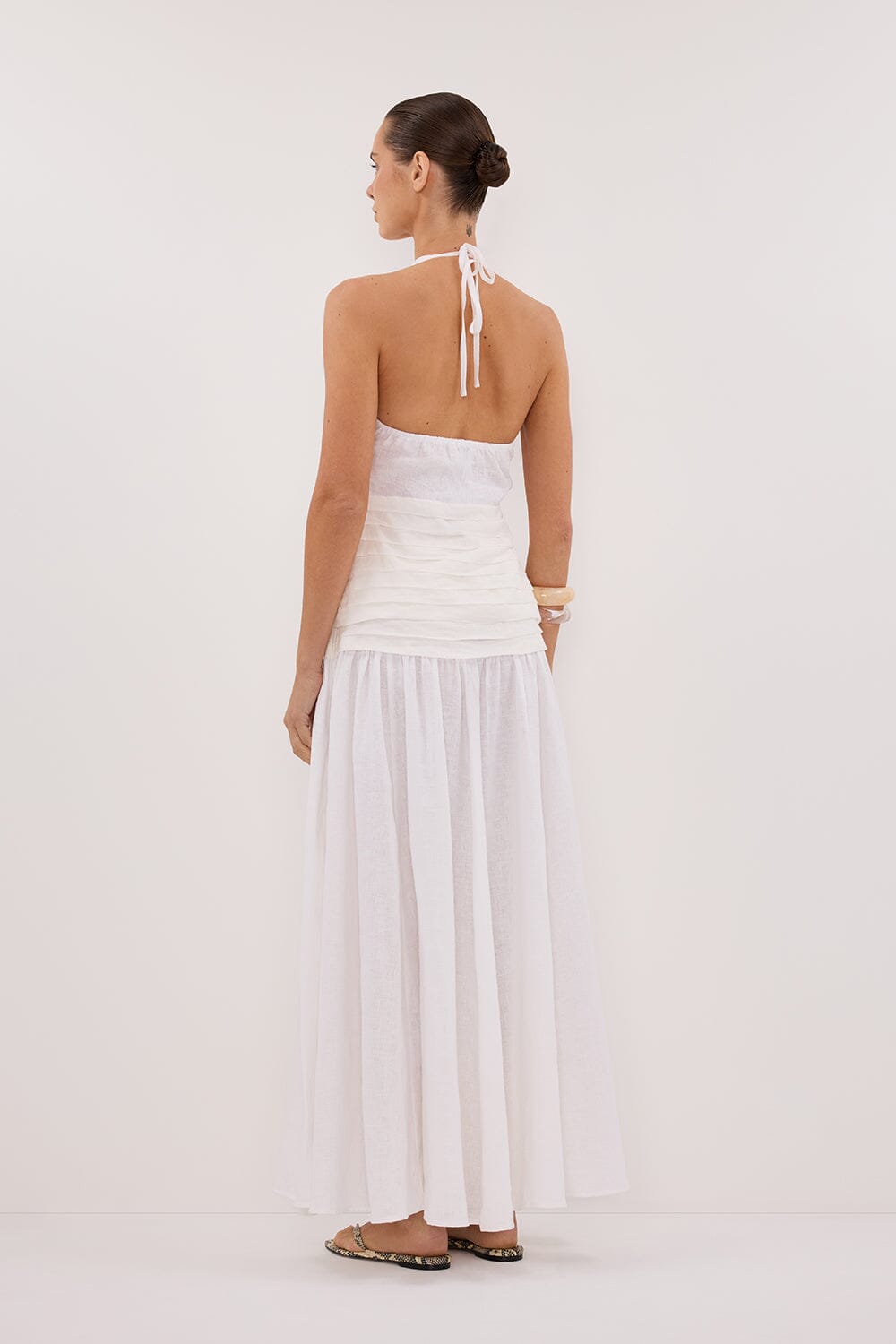 HALLIE WHITE LINEN HALTER TOP Clothing DISSH Boutiques 