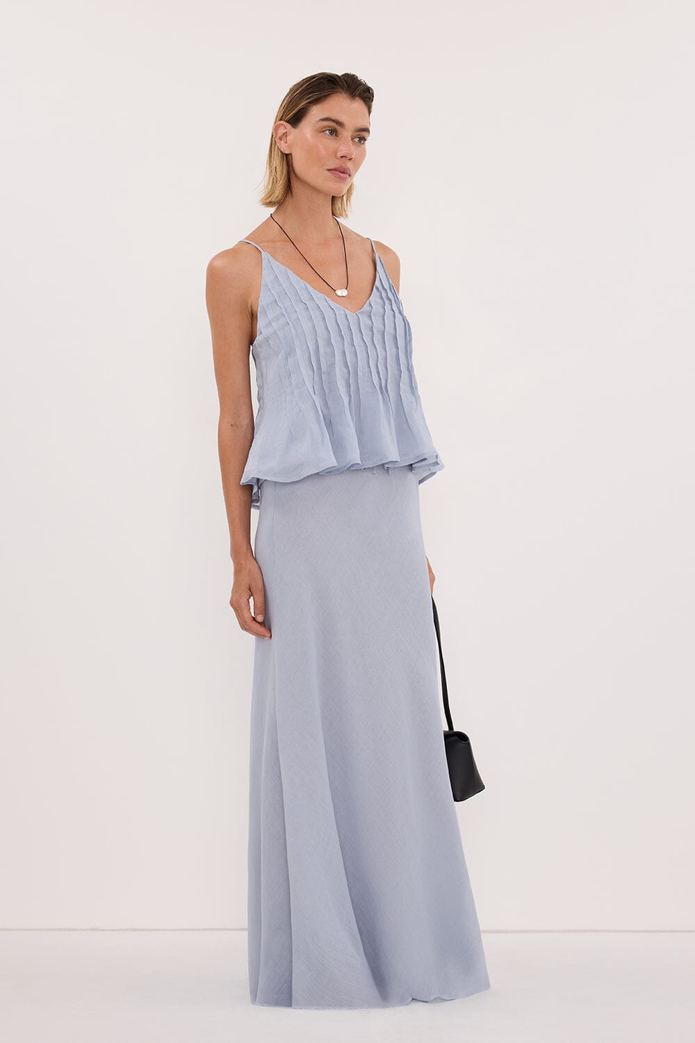 TAHLIA DUSTY BLUE RAMIE TOP
