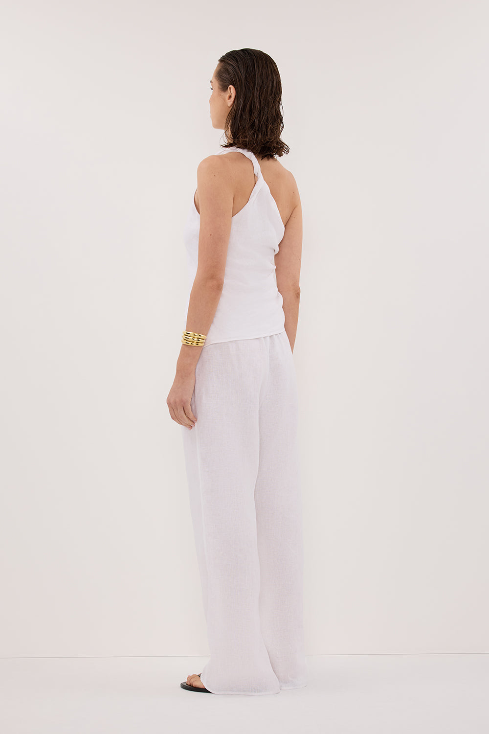 FINNY WHITE SLEEVELESS LINEN TOP - PRE ORDER Clothing DISSH Boutiques 