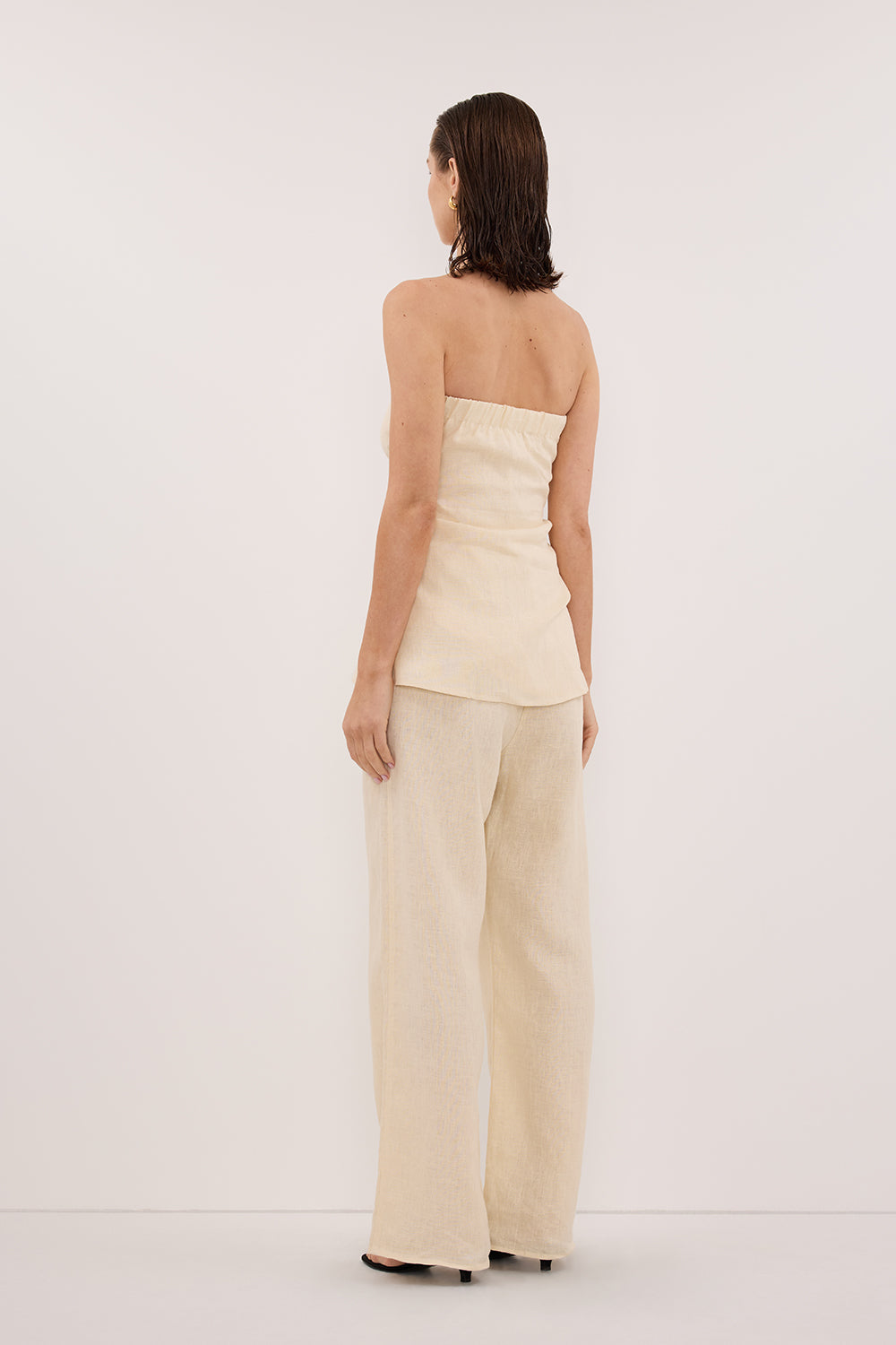 PIPPY BUTTERMILK LINEN STRAPLESS TOP Clothing DISSH Boutiques 