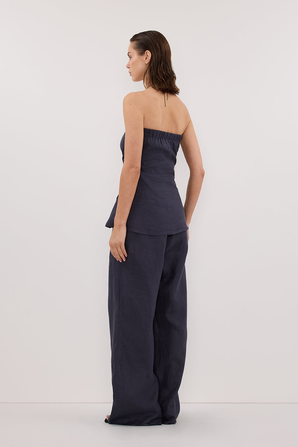 PIPPY INDIGO LINEN STRAPLESS TOP Clothing DISSH Boutiques 