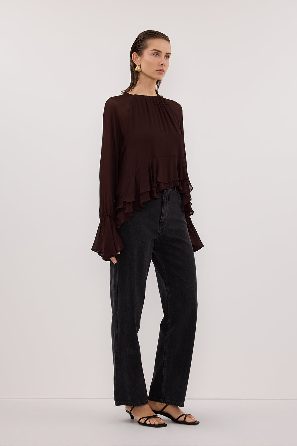 BODHI DARK CHOC LONG SLEEVE TOP Clothing DISSH Boutiques 