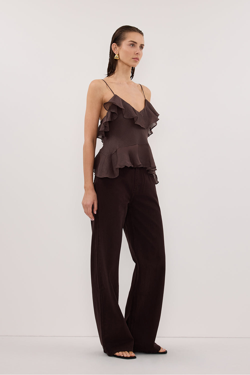 SARA DARK CHOC RAMIE CAMI TOP