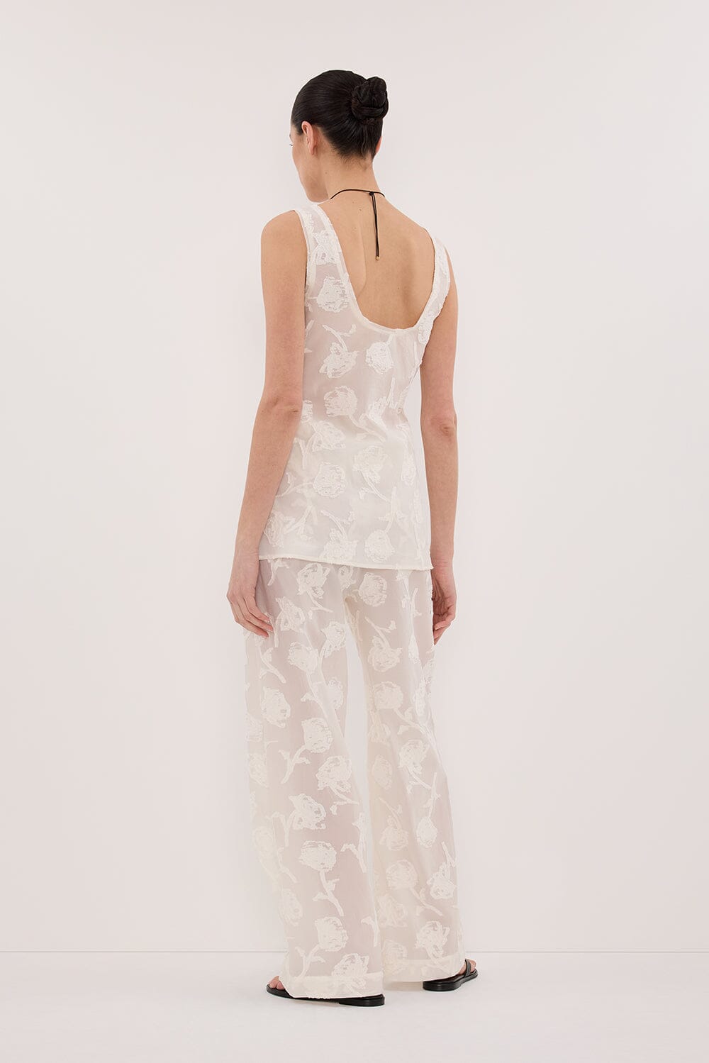 AZALEA OFF WHITE JACQUARD CAMI Clothing DISSH Boutiques 