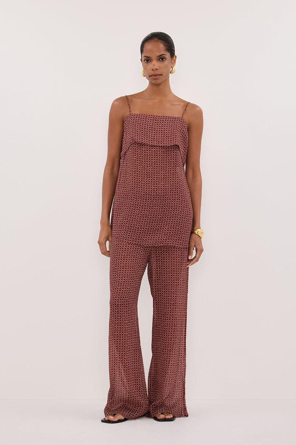 TIA SAHARA SLEEVELESS MICRO CHECK CAMI Clothing DISSH Boutiques 