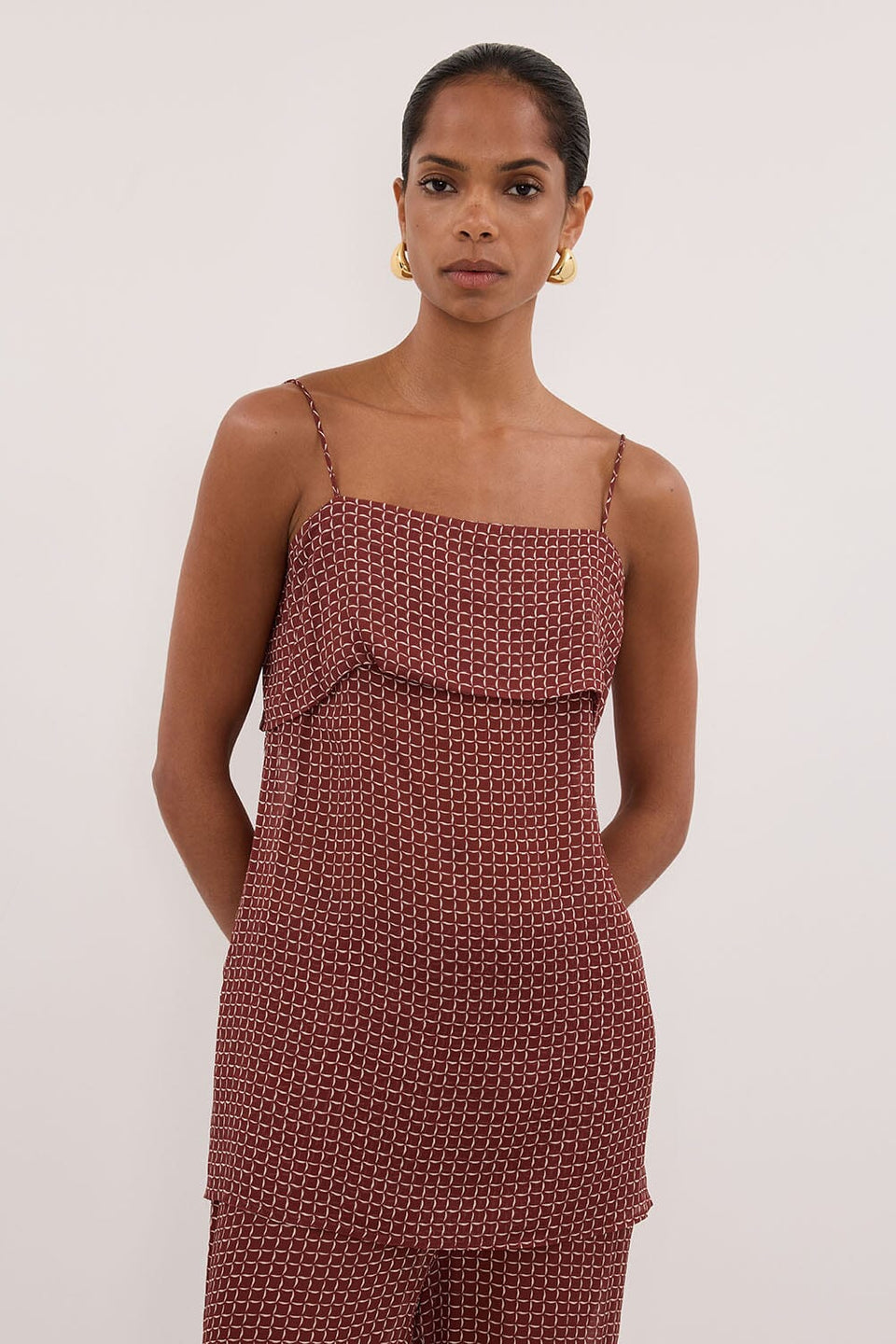 TIA SAHARA SLEEVELESS MICRO CHECK CAMI Clothing DISSH Boutiques 