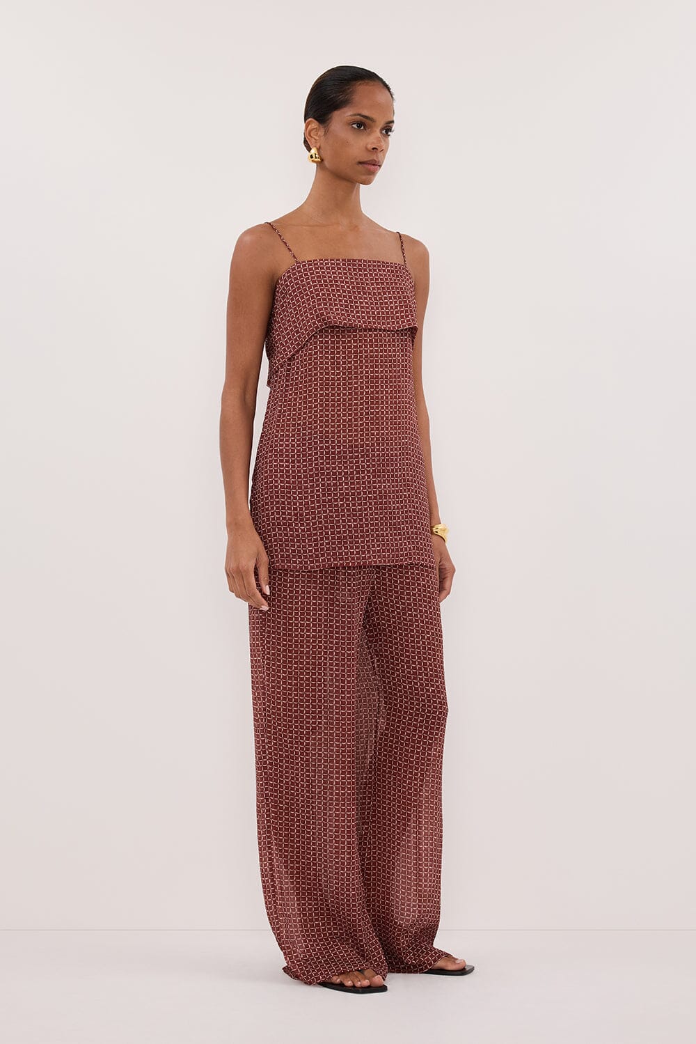 TIA SAHARA SLEEVELESS MICRO CHECK CAMI Clothing DISSH Boutiques 