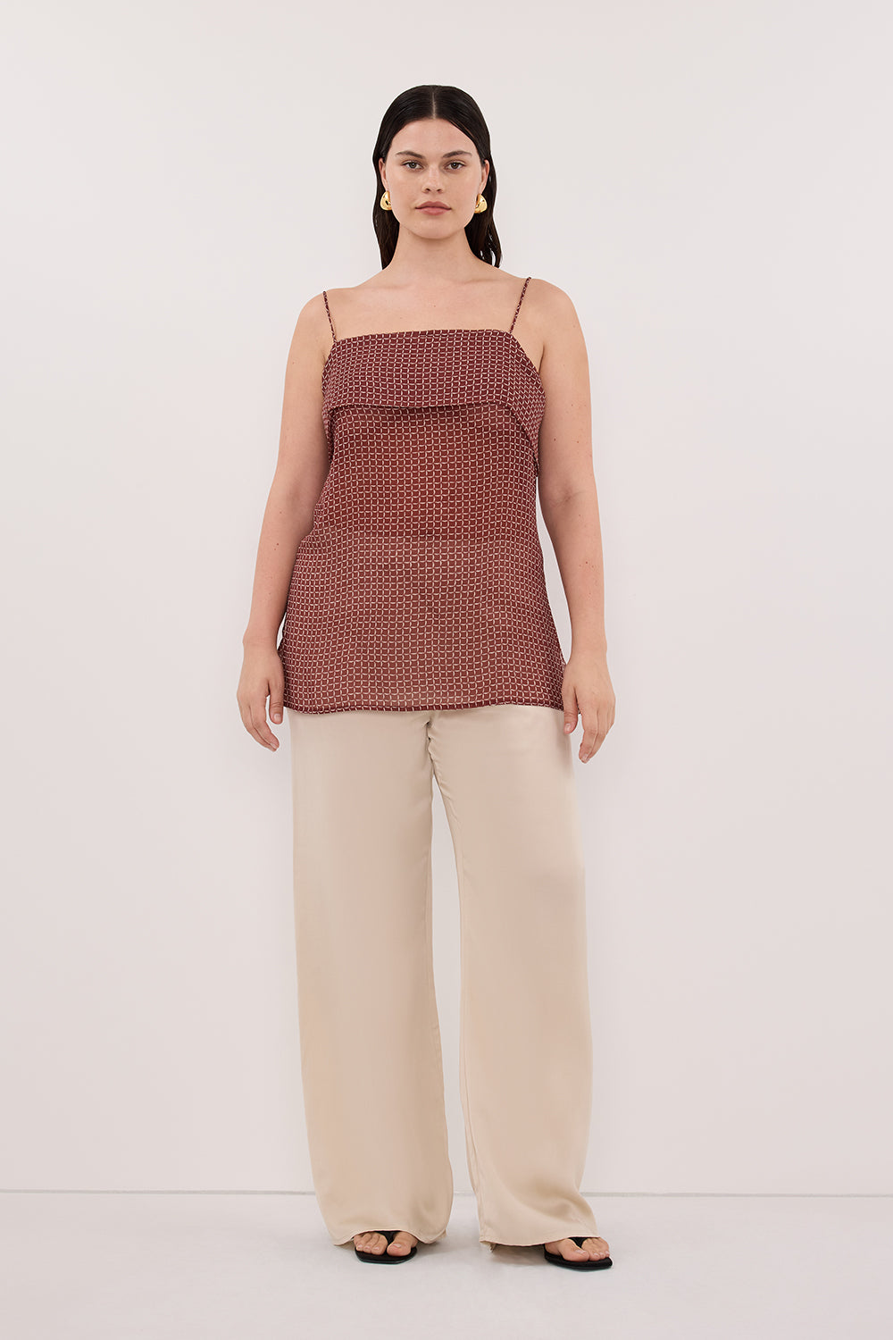 TIA SAHARA SLEEVELESS MICRO CHECK CAMI Clothing DISSH Boutiques 
