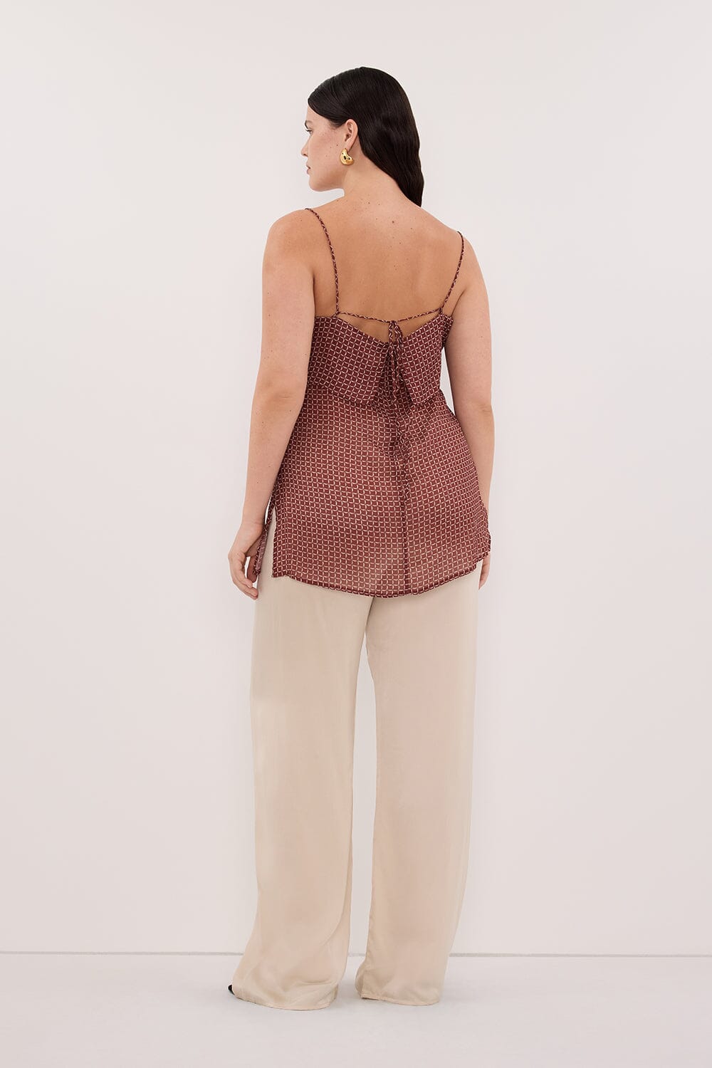 TIA SAHARA SLEEVELESS MICRO CHECK CAMI TOP Clothing DISSH Boutiques 