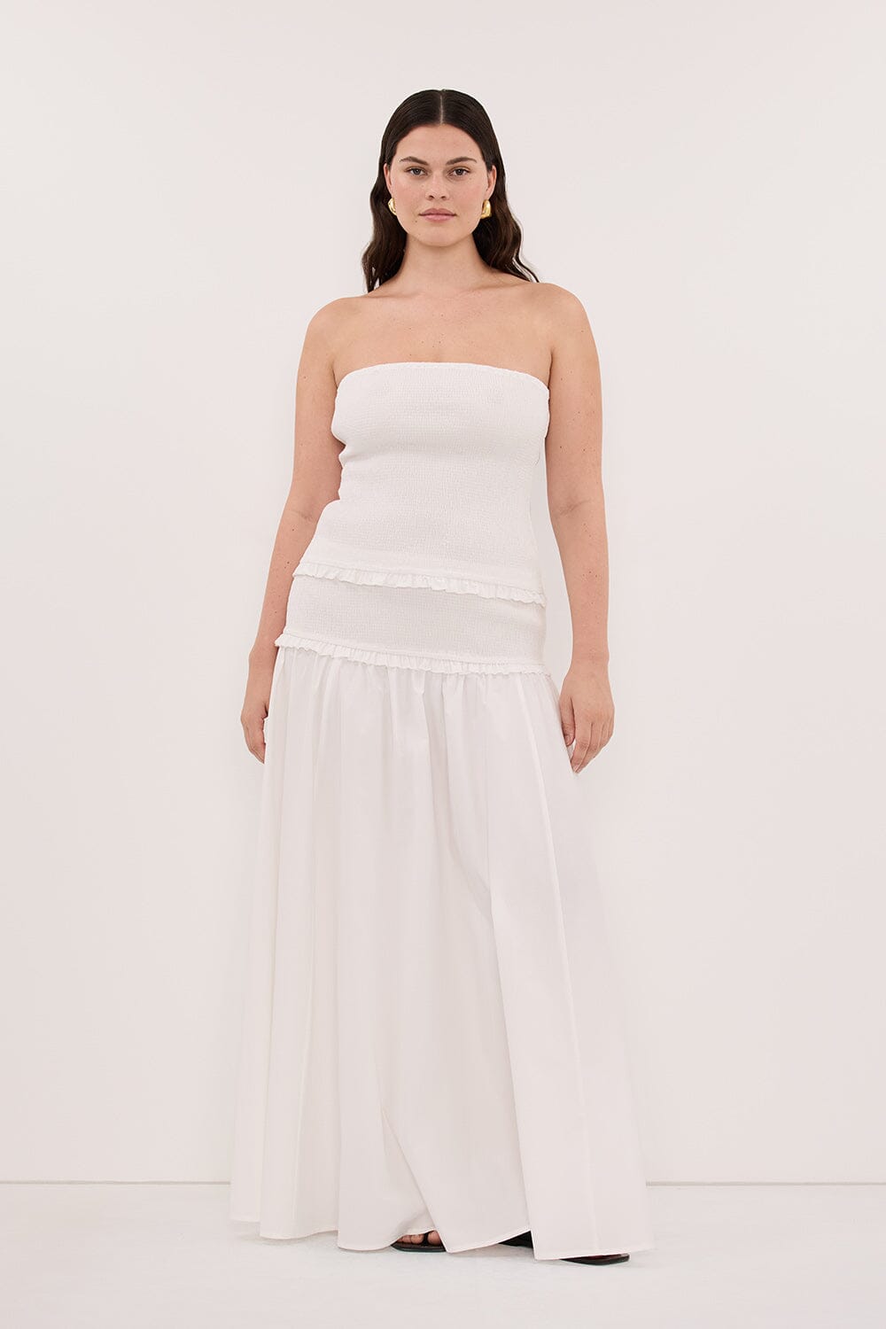 EDIE WHITE STRAPLESS COTTON TOP