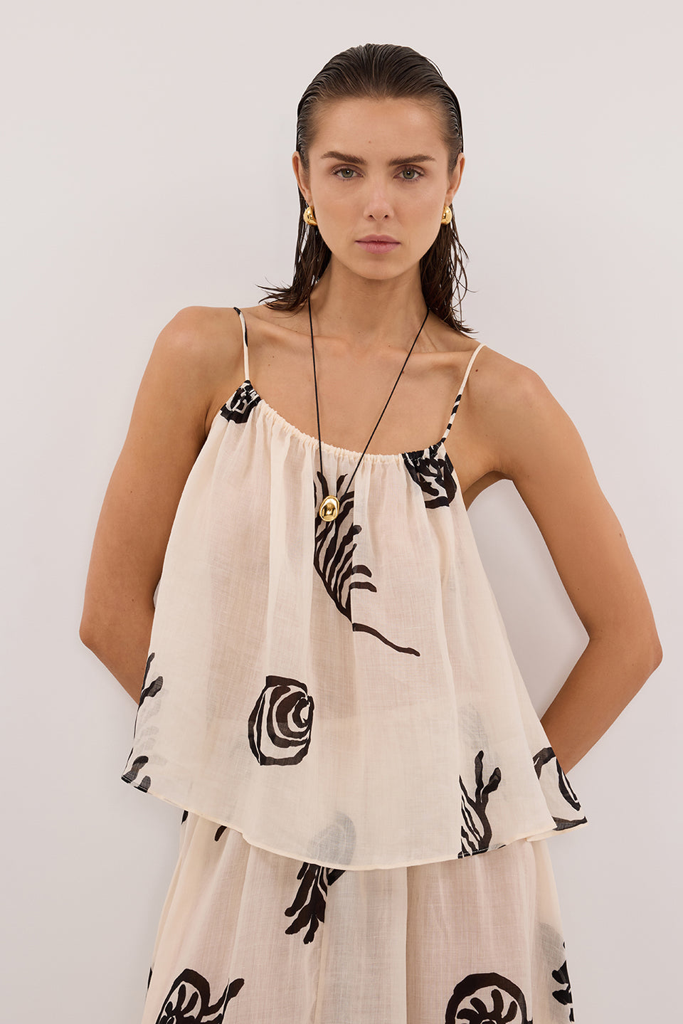 POSITANO SANDSTONE SLEEVELESS RAMIE TOP Clothing DISSH Boutiques 