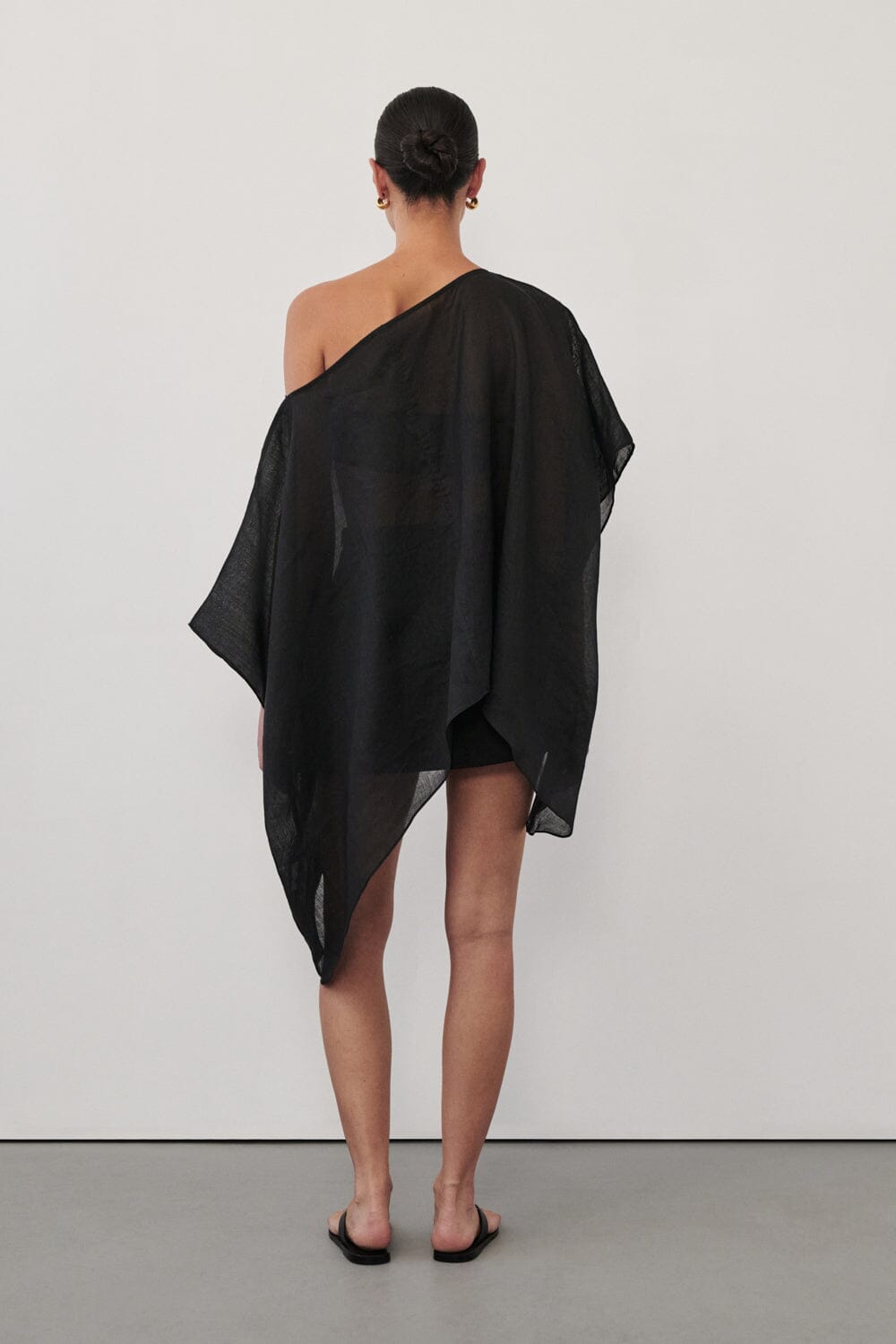 BRIANNE BLACK BATWING RAMIE TOP