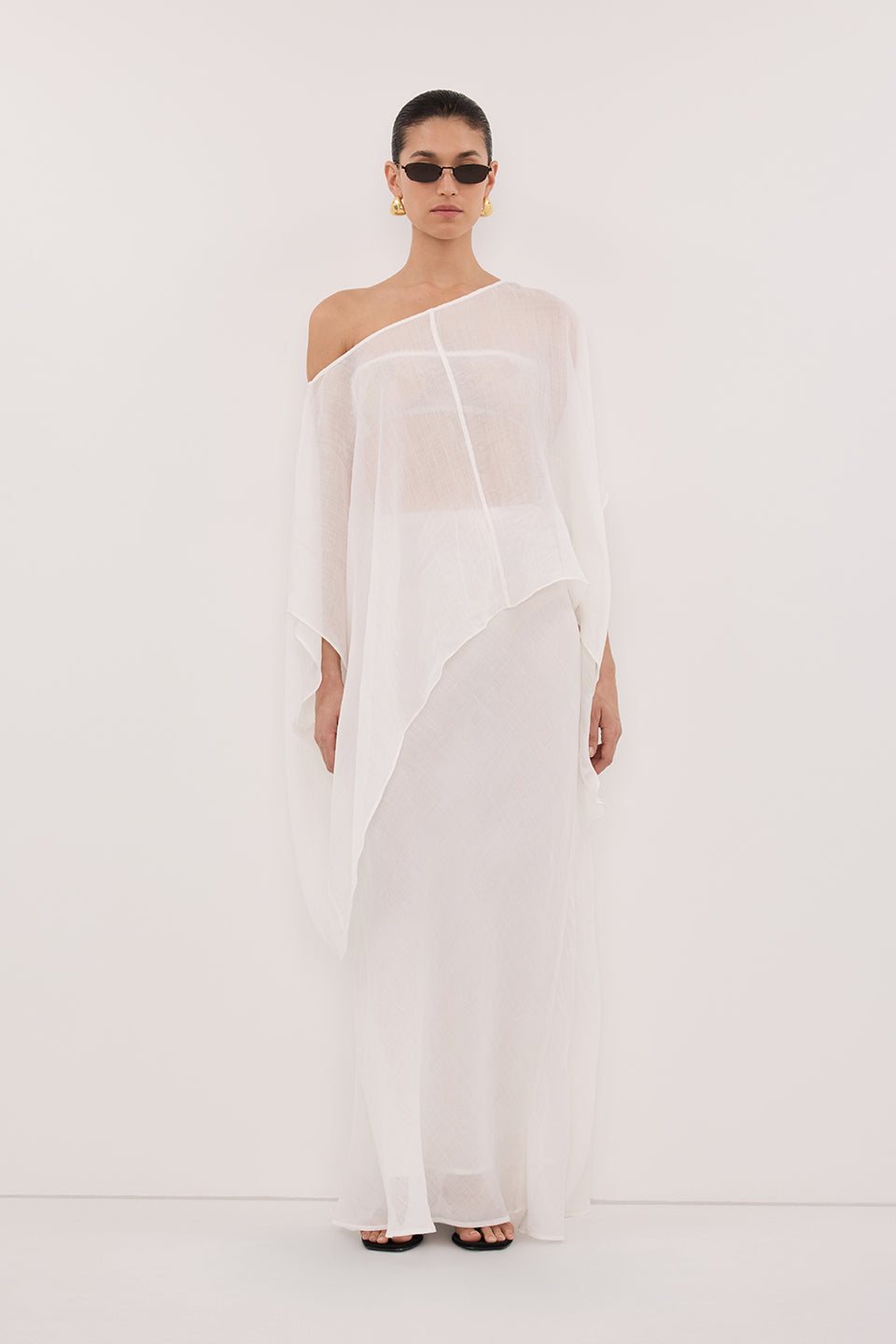 BRIANNE BATWING WHITE RAMIE TOP Clothing DISSH Boutiques O/S WHITE 