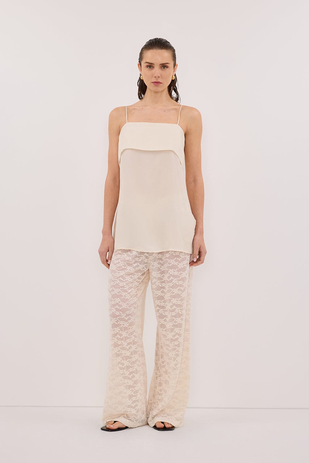 IDA SANDSTONE SLEEVELESS FOLDOVER CAMI TOP Clothing DISSH Boutiques 4 SANDSTONE 