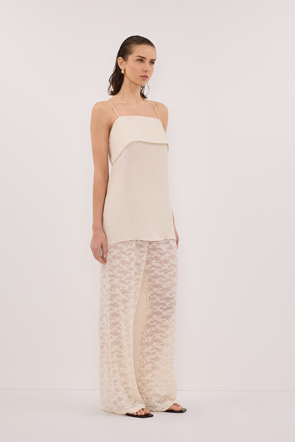 IDA SANDSTONE SLEEVELESS FOLDOVER CAMI TOP Clothing DISSH Boutiques 